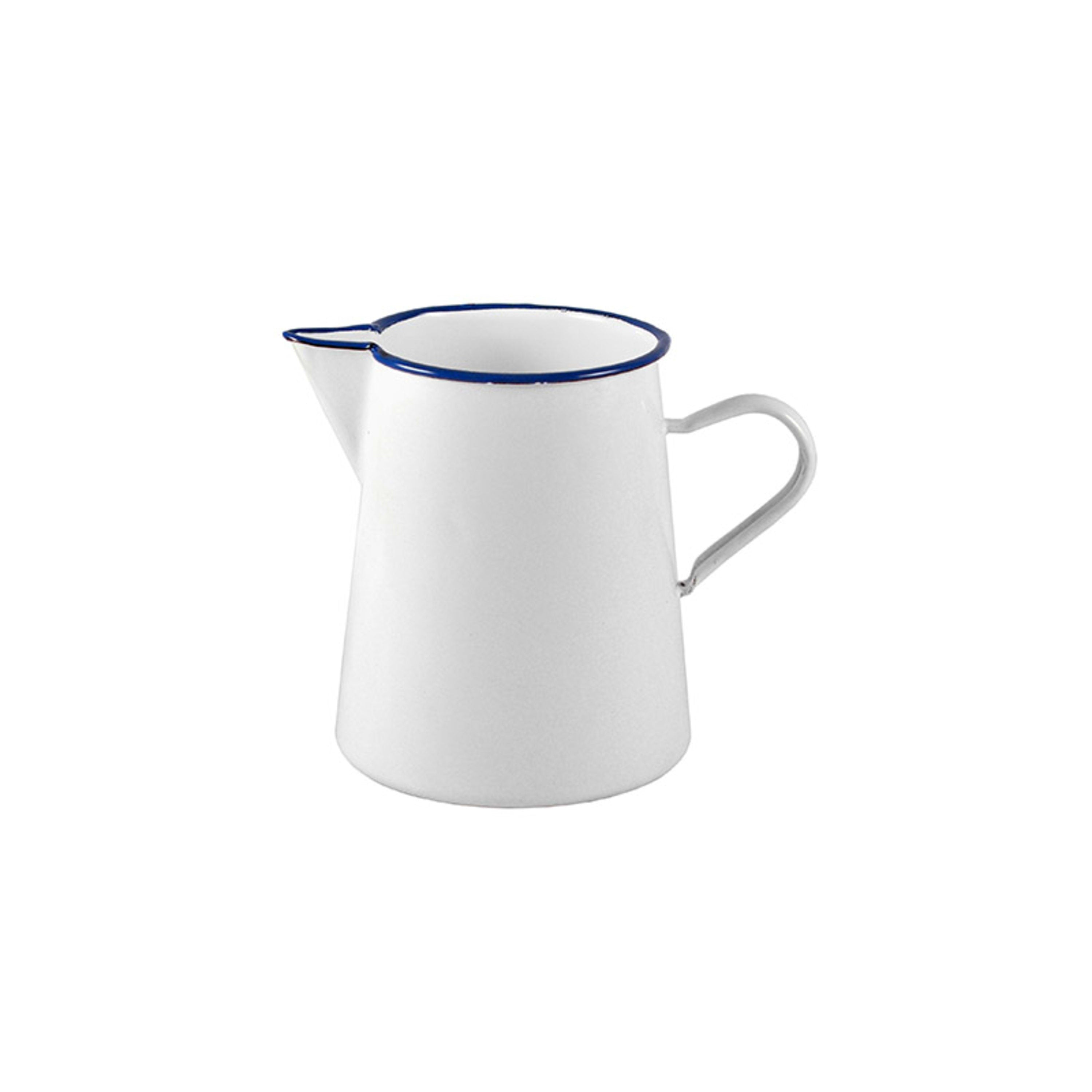 Urban Style Enamelware Premium Pitcher Seamless Base 1L - White with Blue Rim