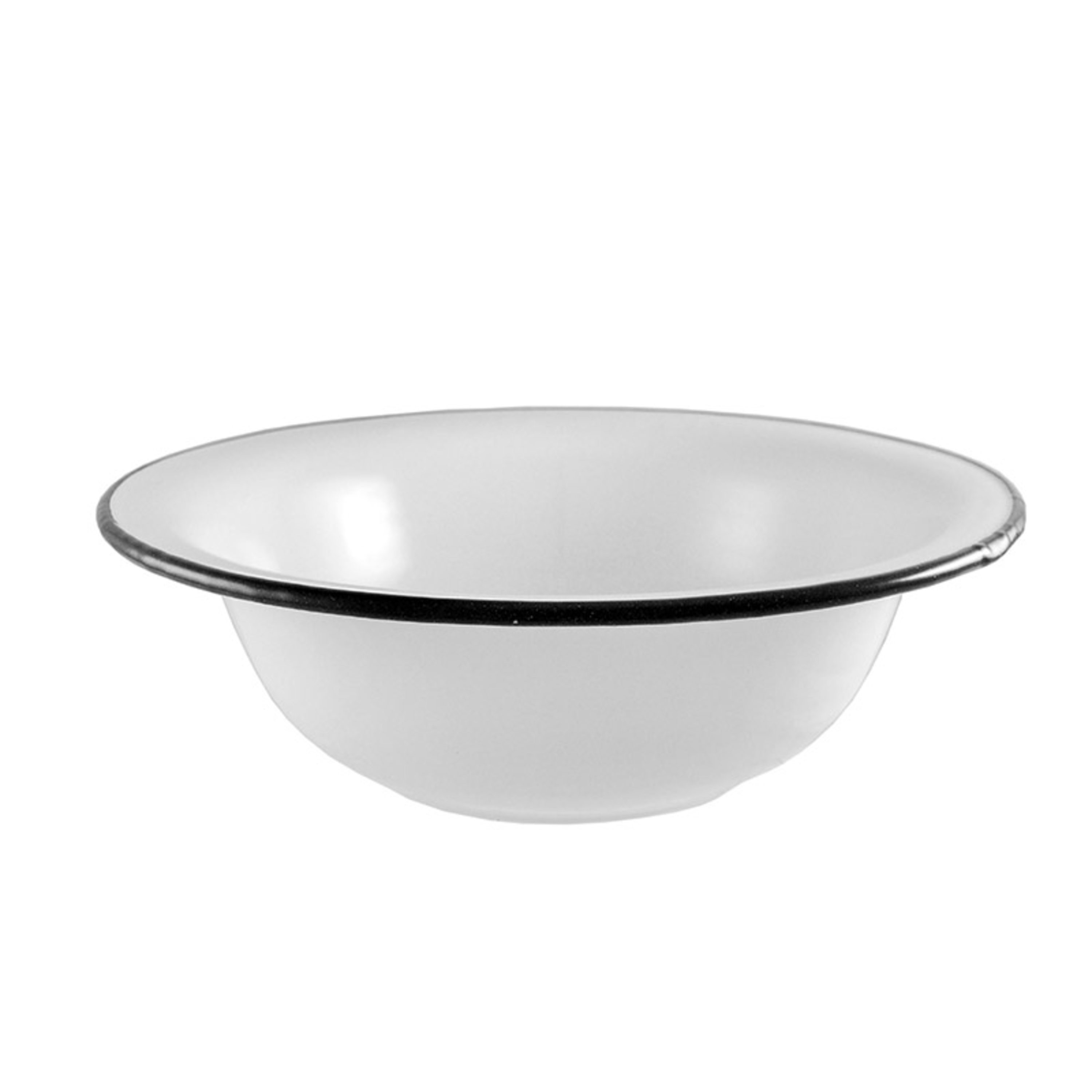 Urban Style Enamelware Round Basin 32cm Diameter - White with Blue Rim