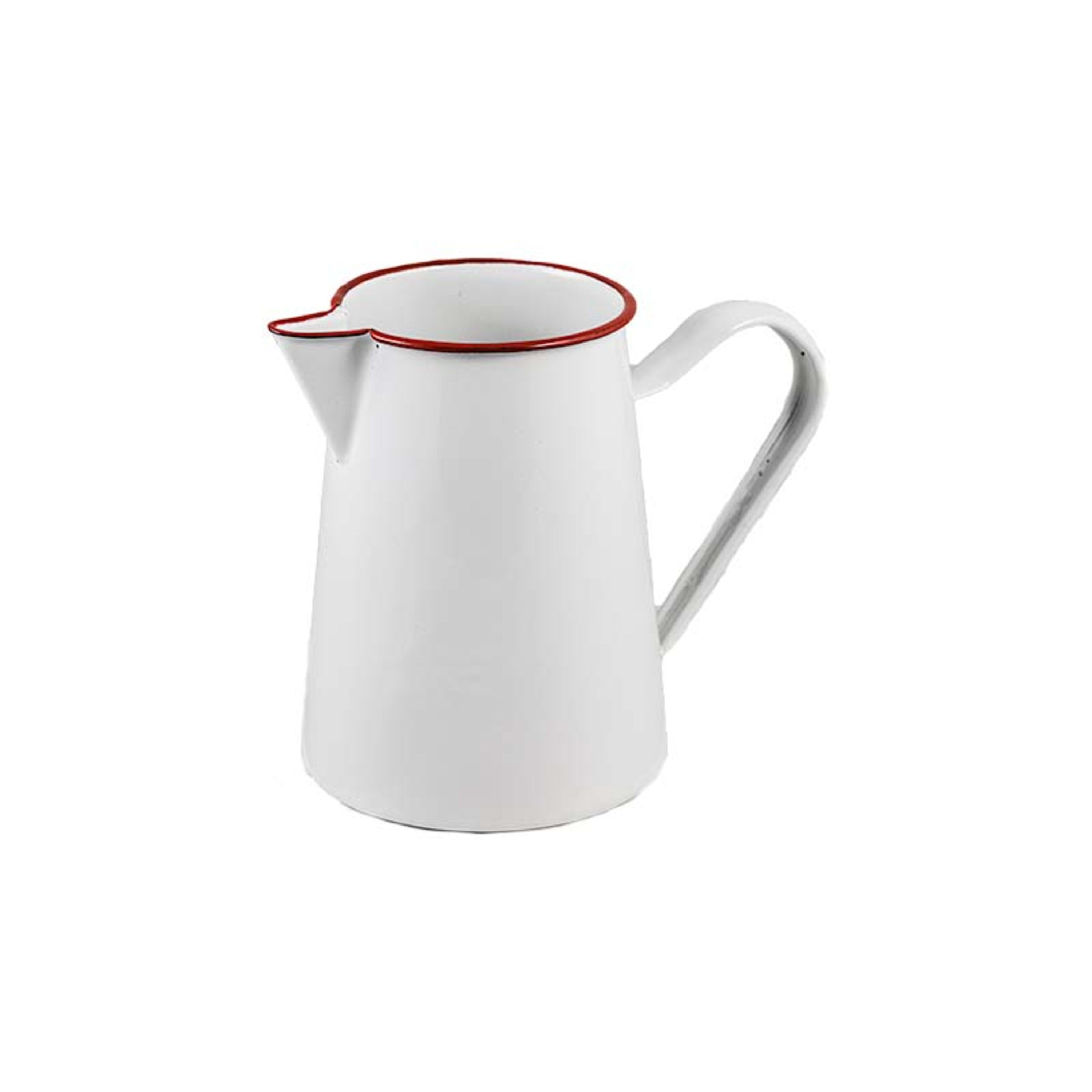 Urban Style Enamelware Premium Pitcher Seamless Base 1.5L - White with Red Rim