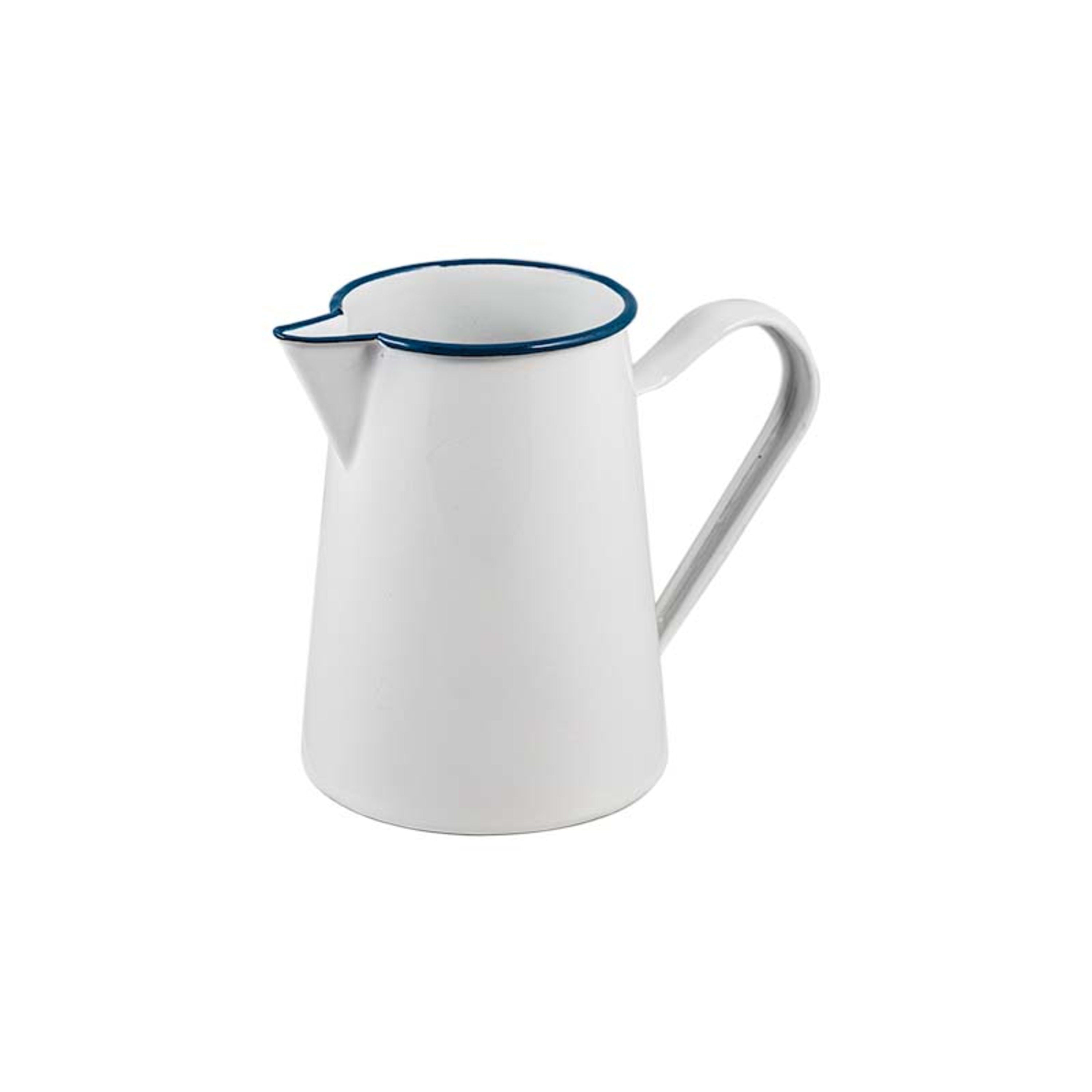 Urban Style Enamelware Premium Pitcher Seamless Base 1.5L - White with Blue Rim