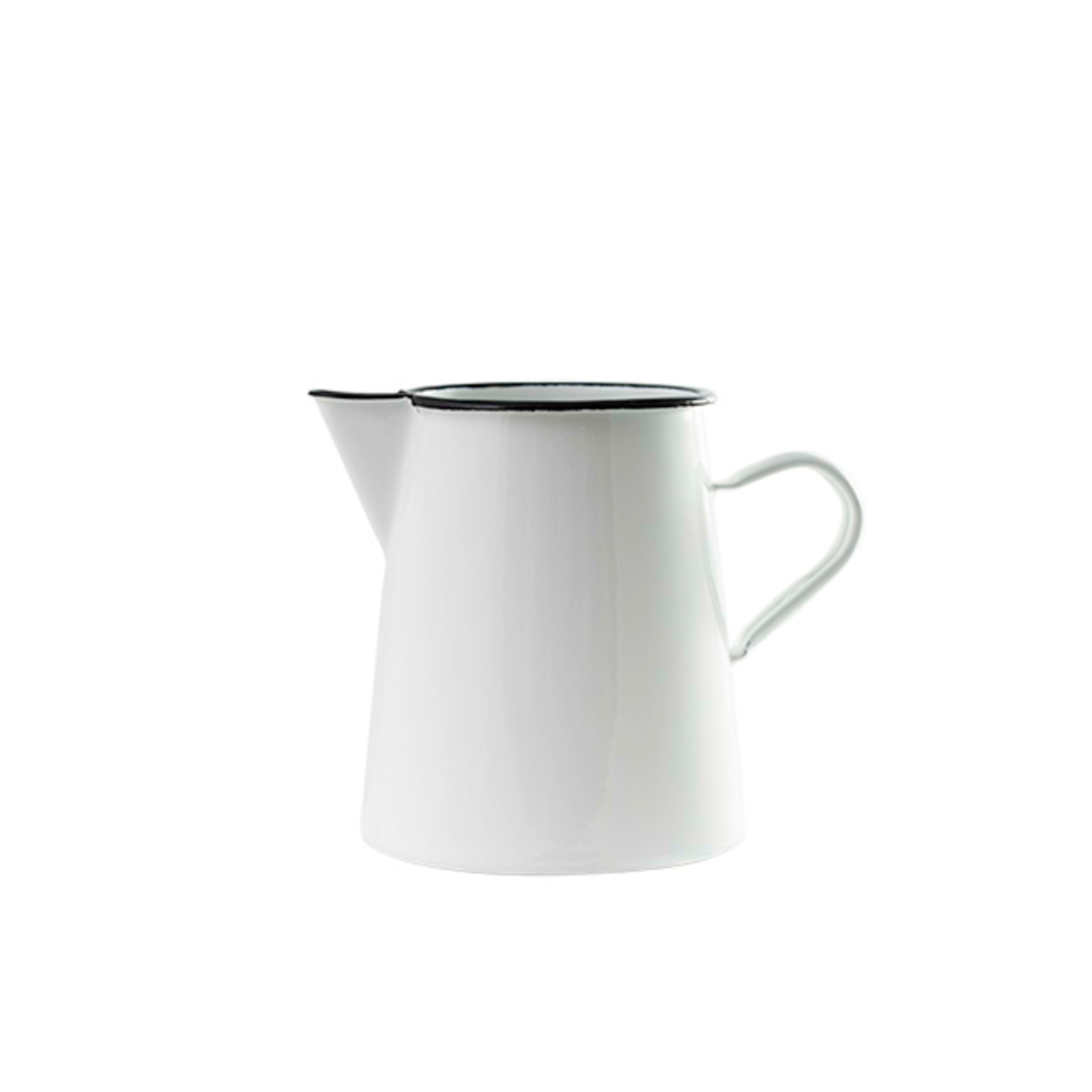 Urban Style Enamelware Premium Pitcher Seamless Base 1L - White with Black Rim