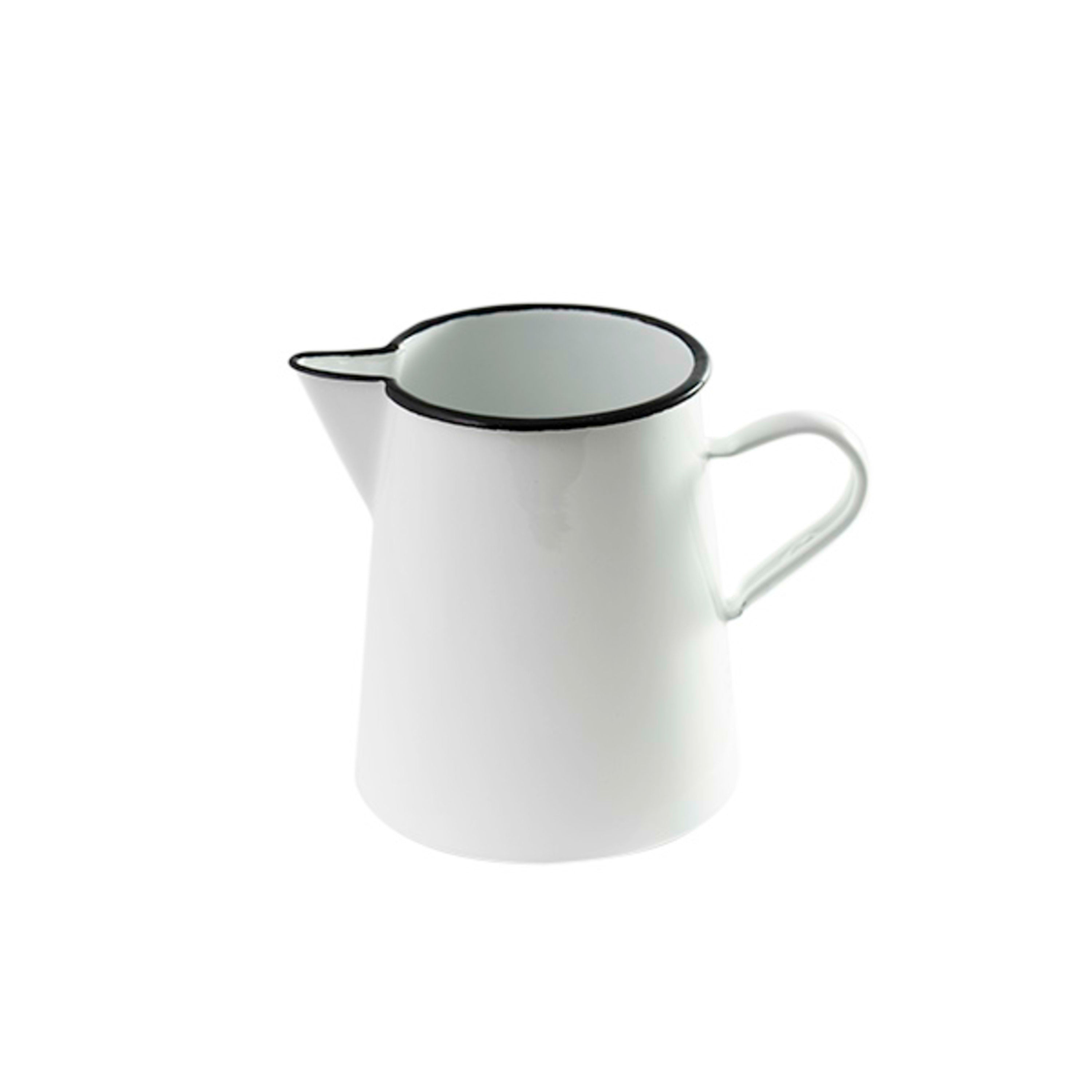 Urban Style Enamelware Premium Pitcher Seamless Base 1L - White with Black Rim