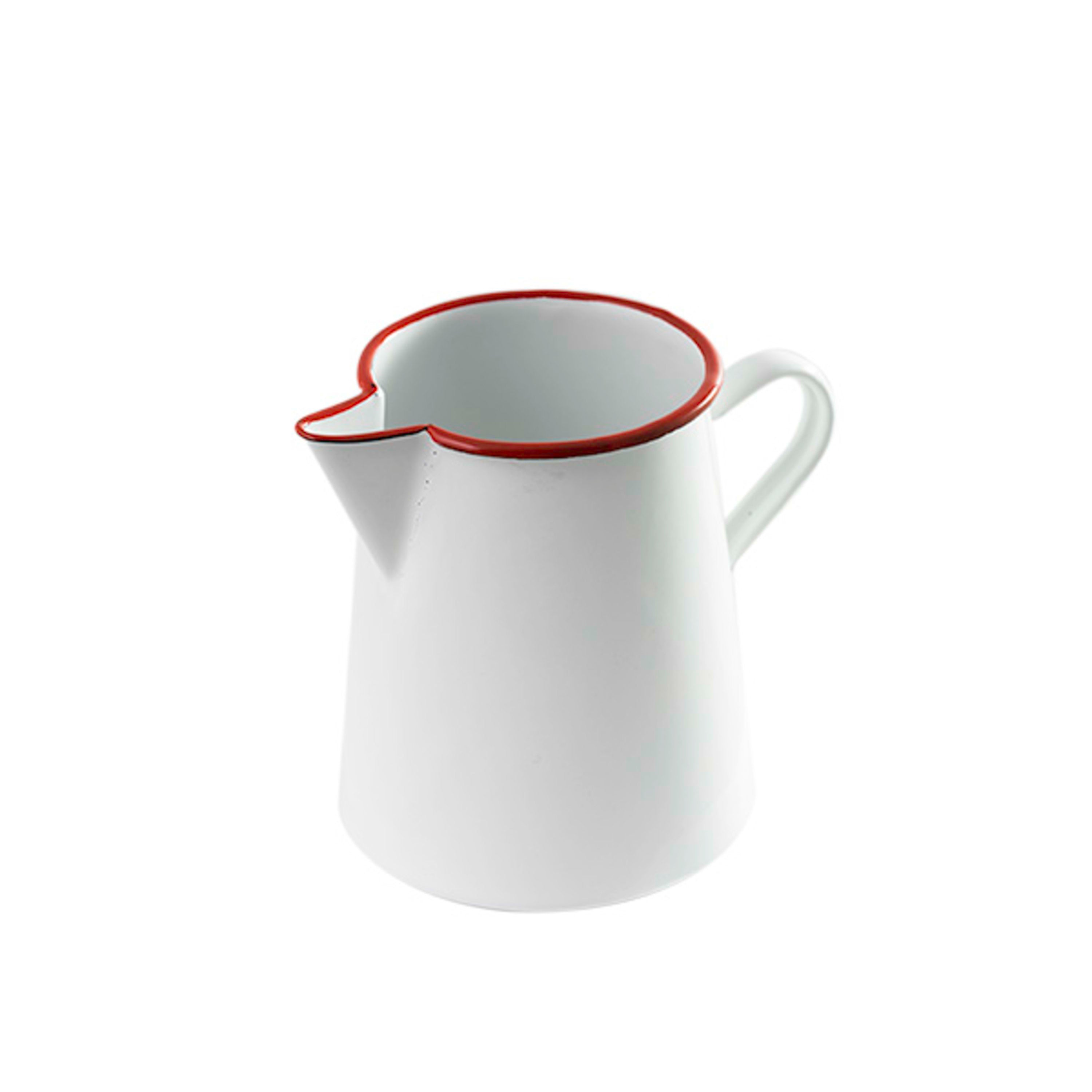 Urban Style Enamelware Premium Pitcher Seamless Base 1L - White with Red Rim