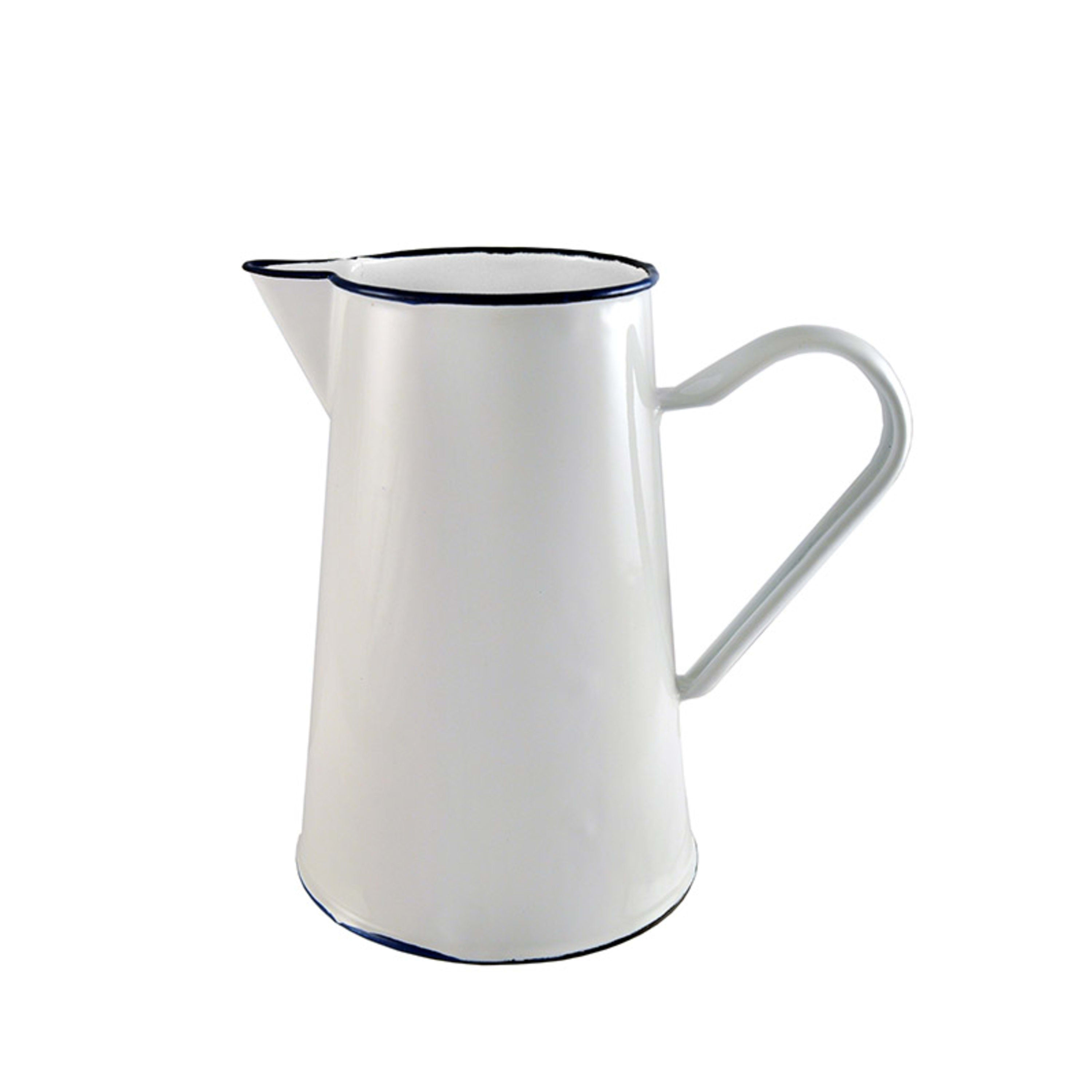 Urban Style Enamelware Pitcher 2L - White with Blue Rim