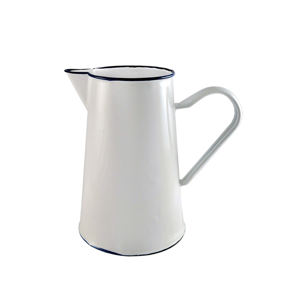 Urban Style Enamelware Pitcher 2L - White with Blue Rim