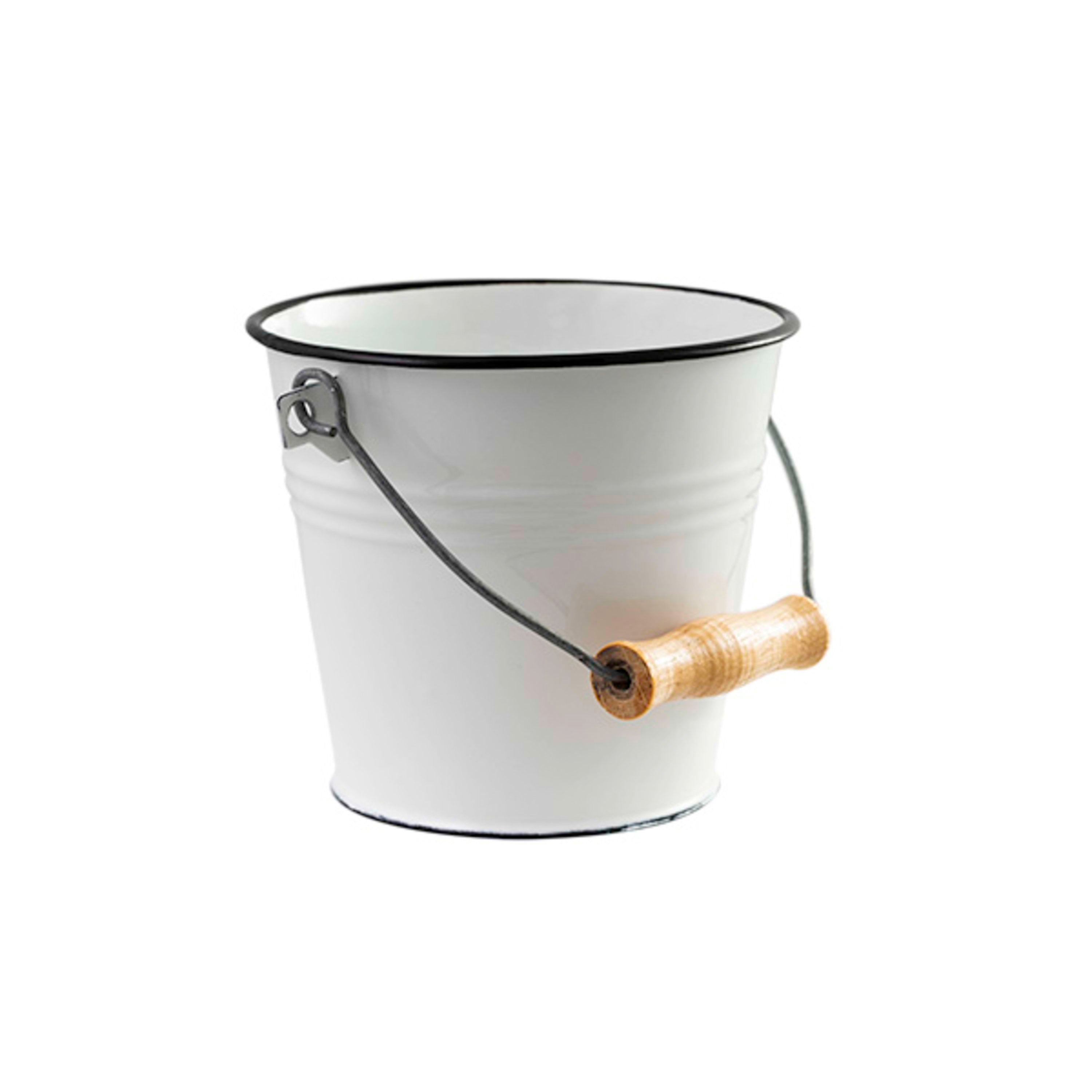 Urban Style Enamelware Bucket 1L - White with Black Rim