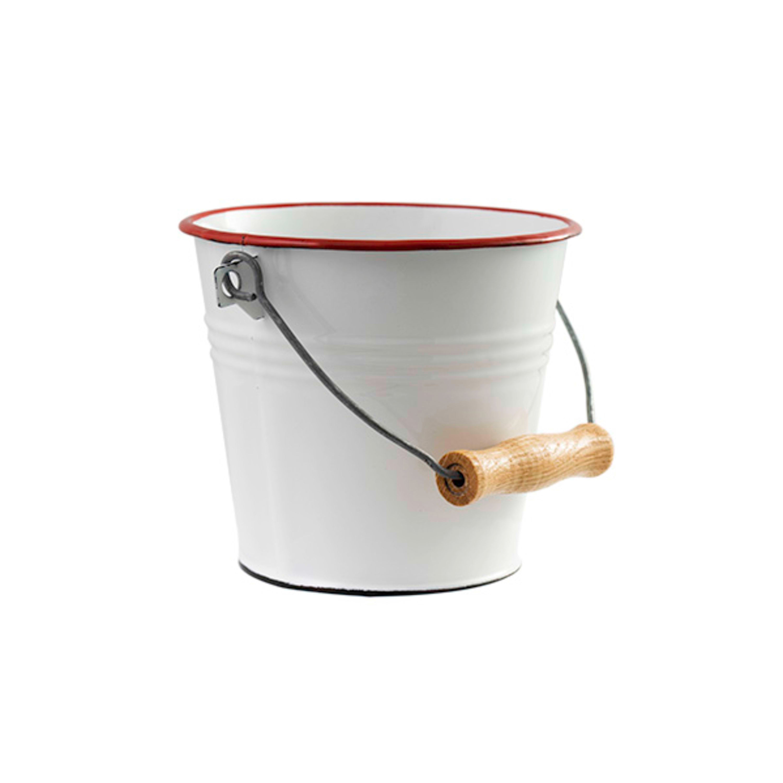Urban Style Enamelware Bucket 1L - White with Red Rim