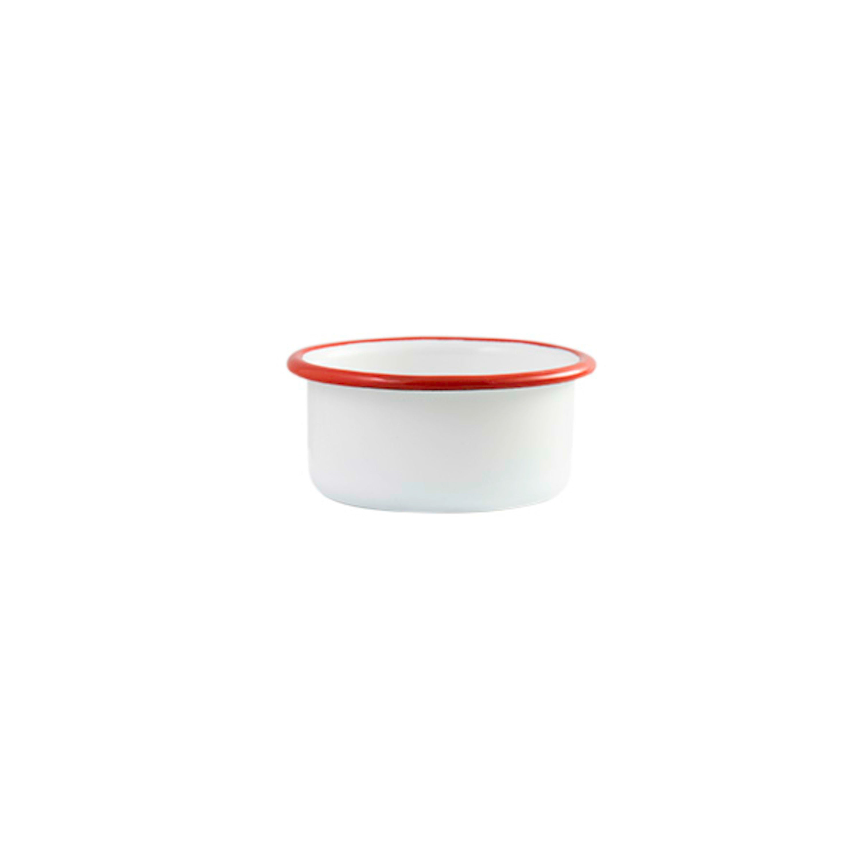 Urban Style Enamelware Ramekin 8x4cm - White with Red Rim