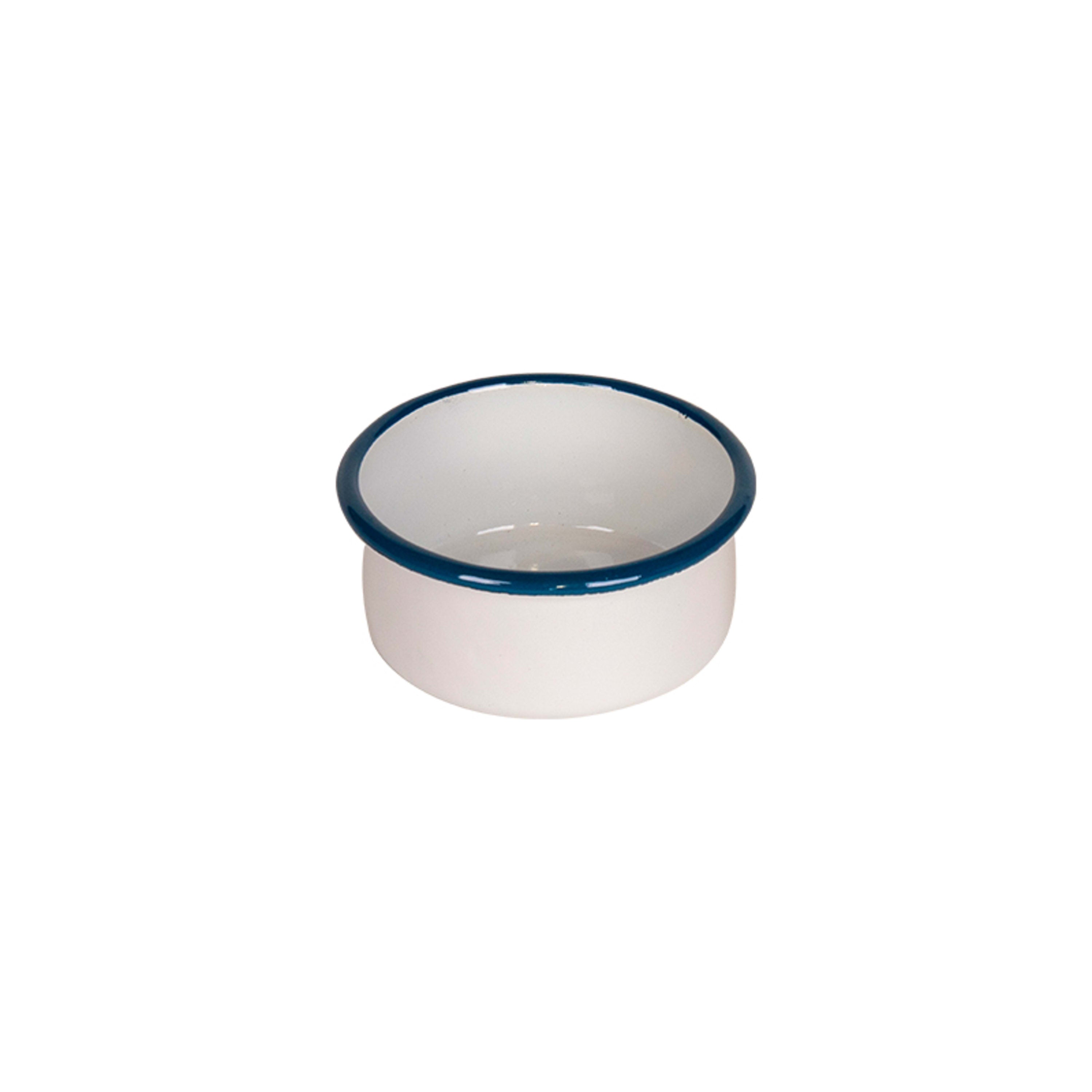 Urban Style Enamelware Round Bowl 10x5cm - White with Blue Rim