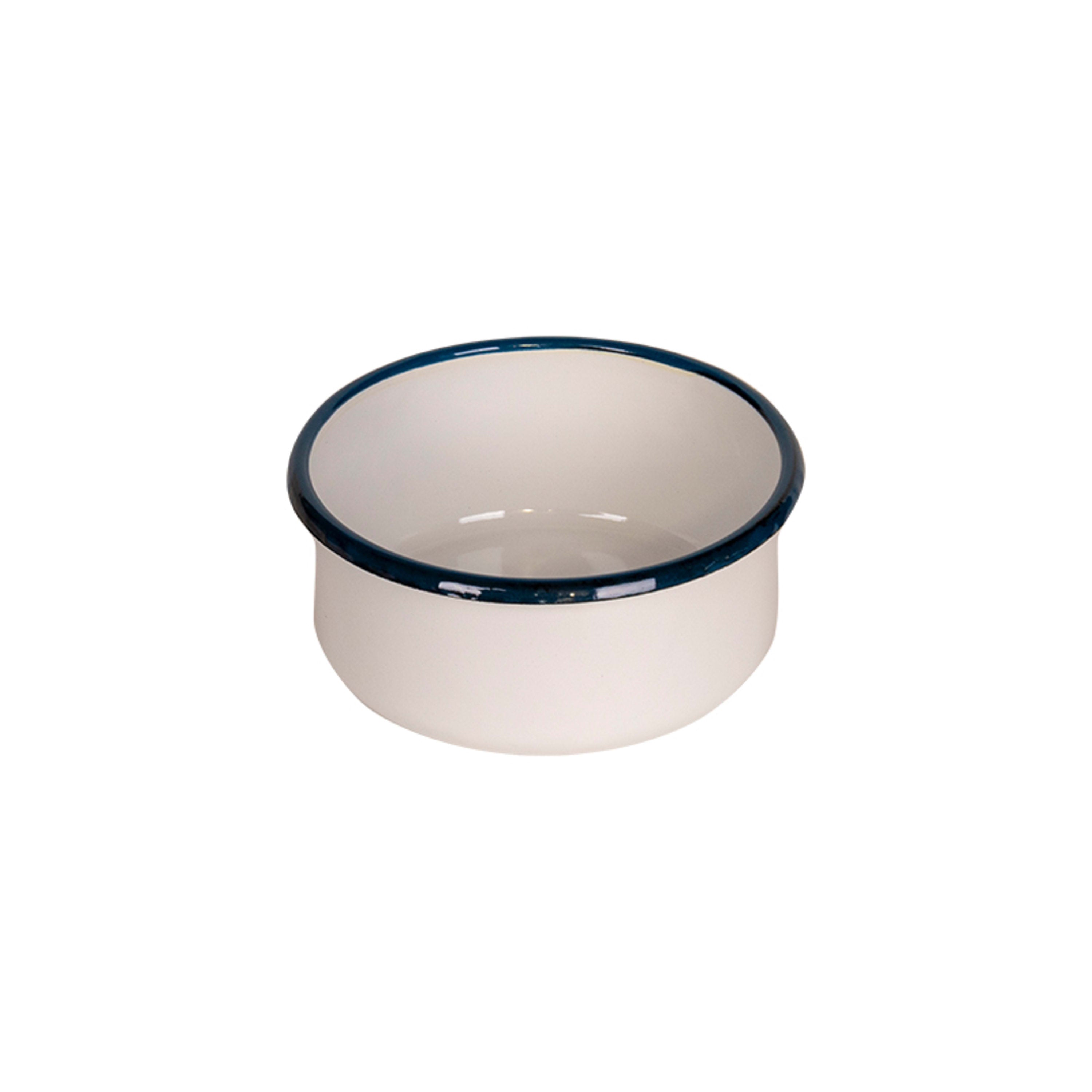 Urban Style Enamelware Round Bowl 14x6.5cm - White with Blue Rim