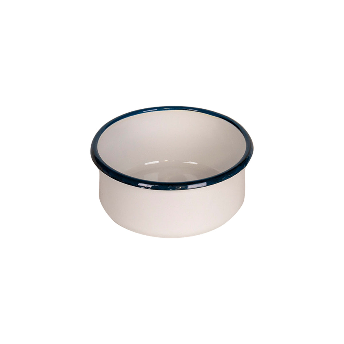 Urban Style Enamelware Round Bowl 14x6.5cm - White with Blue Rim