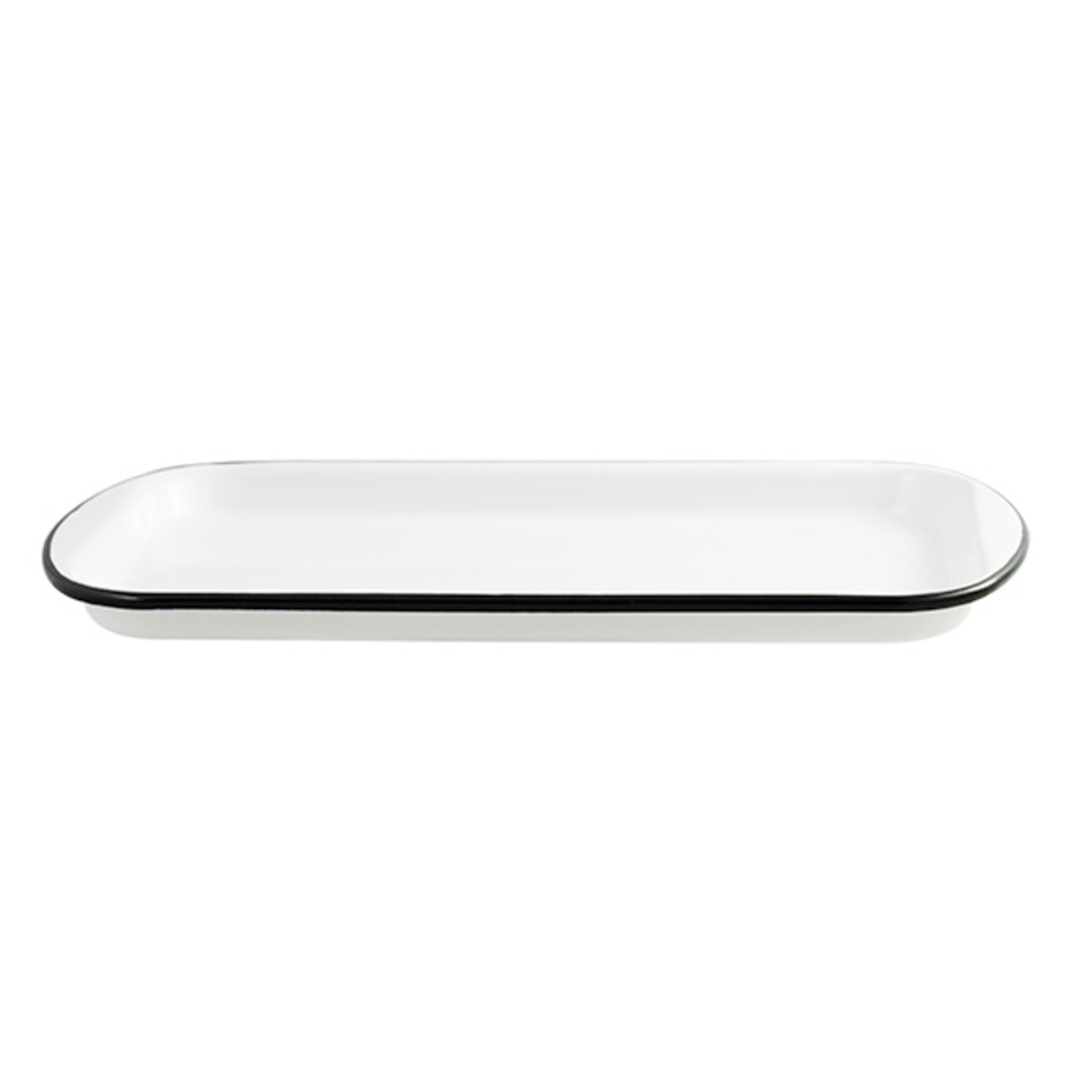 Urban Style Enamelware Rectangular Sandwich Tray 32x17.5x2cm - White with Black Rim