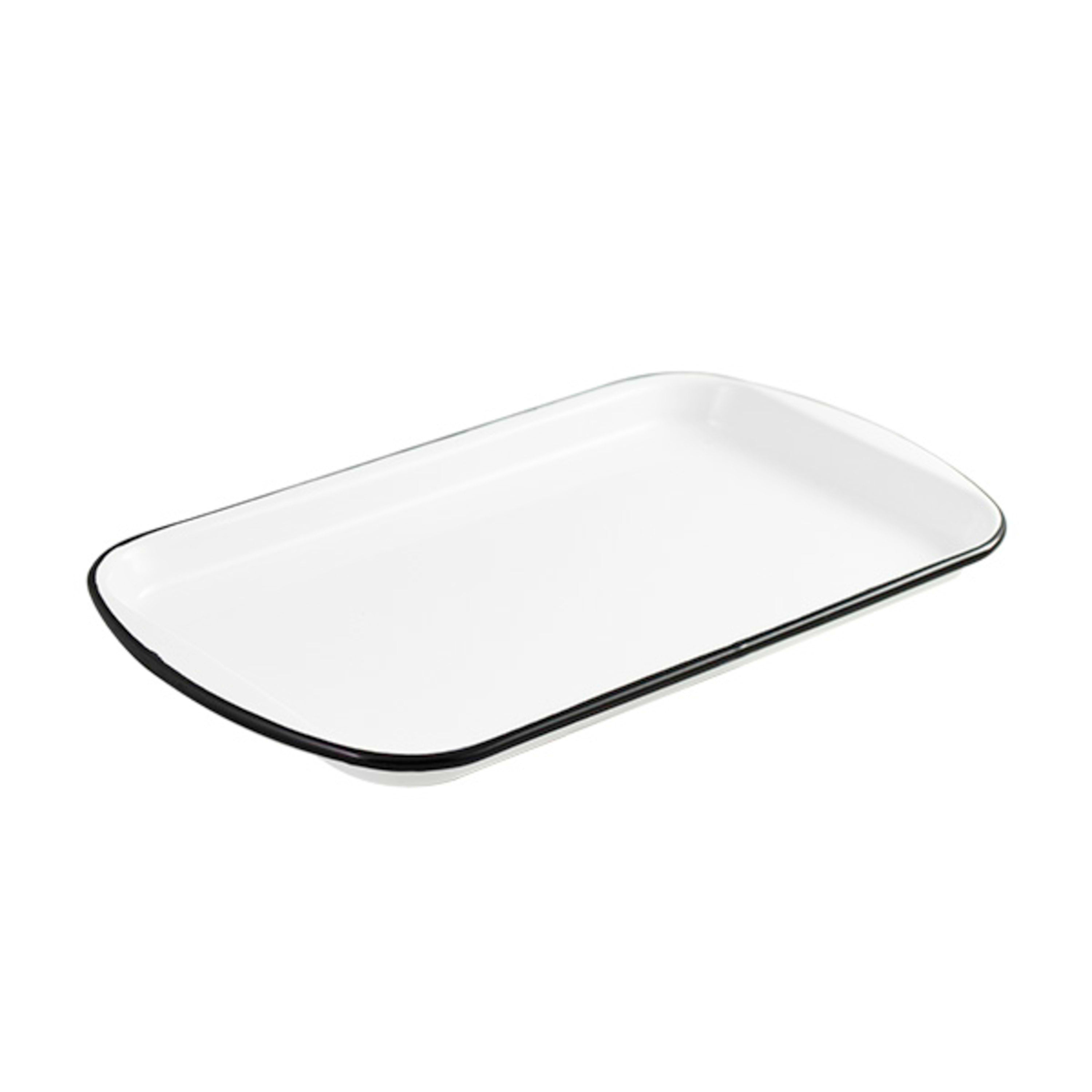Urban Style Enamelware Rectangular Sandwich Tray 32x17.5x2cm - White with Black Rim
