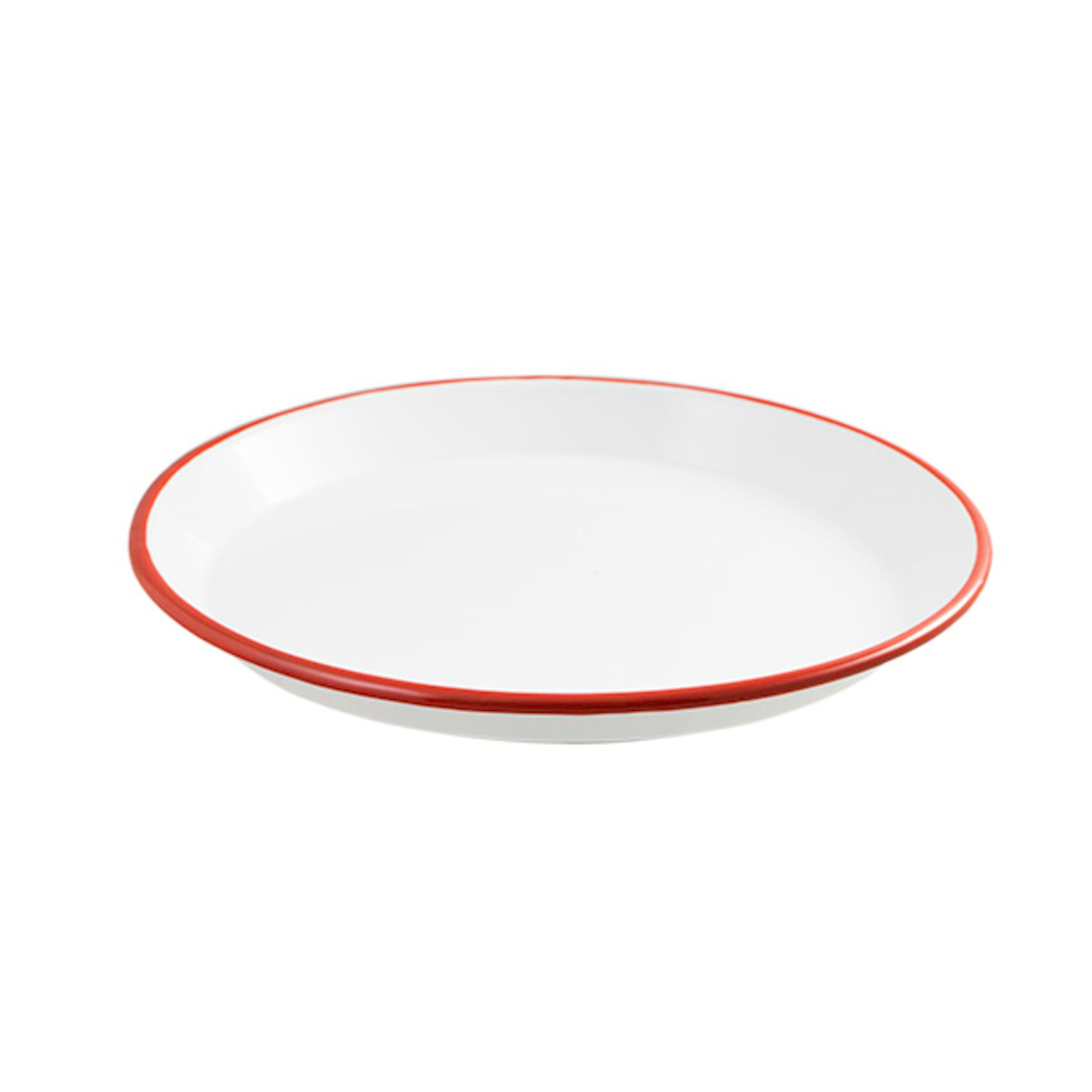 Urban Style Enamelware Share Plate 30x2.85cm - White with Red Rim