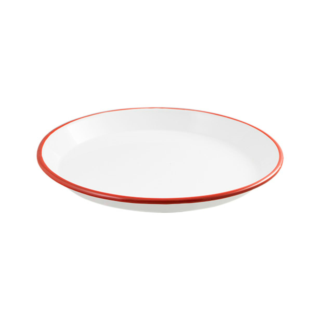 Urban Style Enamelware Share Plate 30x2.85cm - White with Red Rim