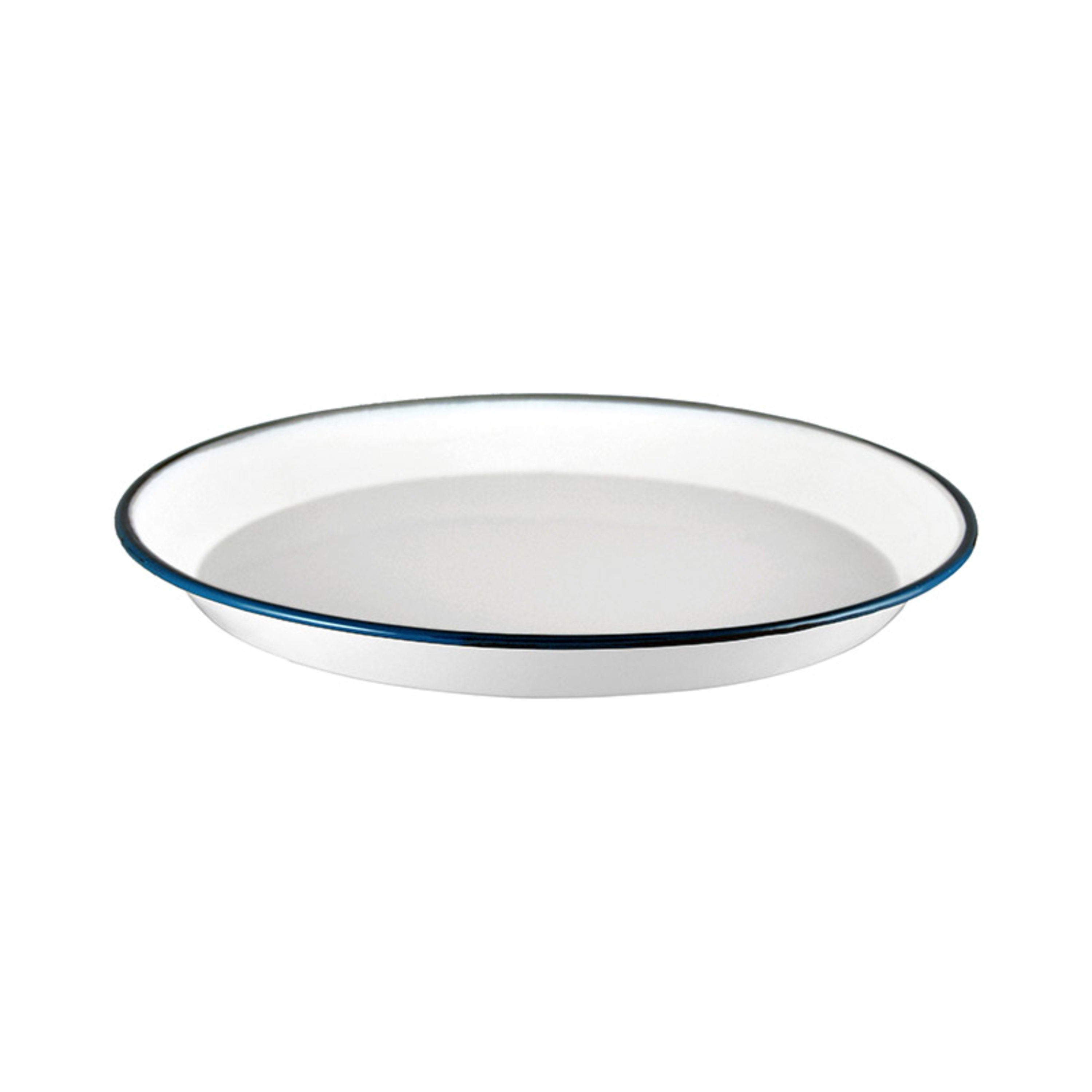 Urban Style Enamelware Share Plate 30x2.85cm - White with Blue Rim