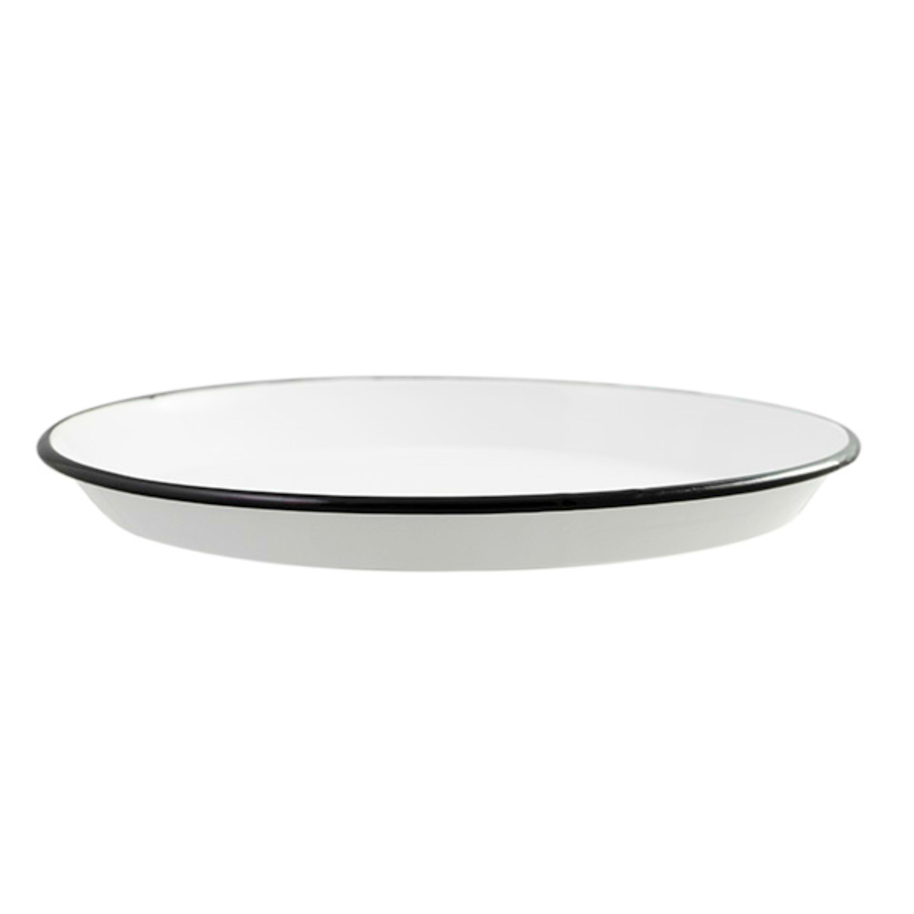Urban Style Enamelware Share Plate 30x2.85cm - White with Black Rim