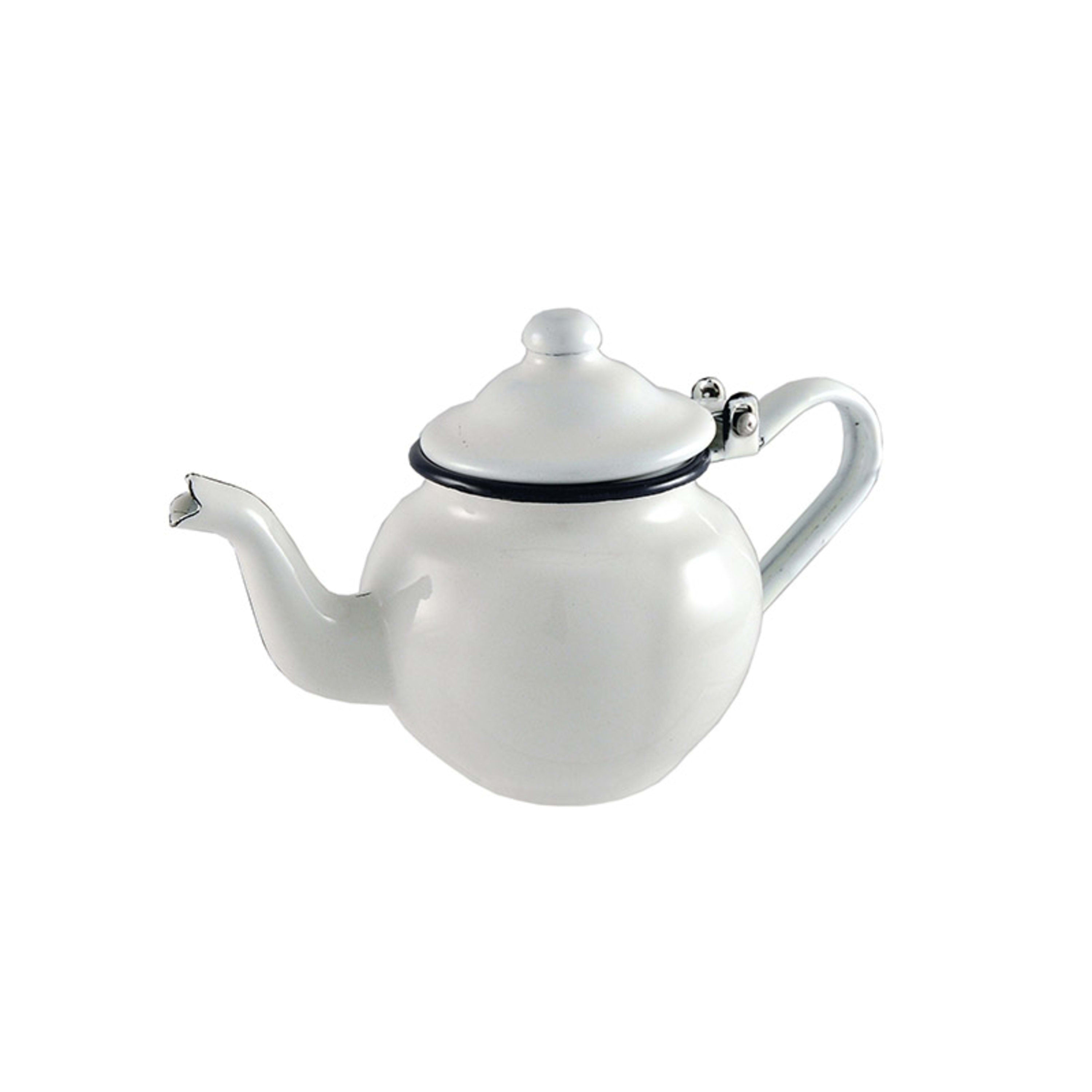 Urban Style Enamelware Teapot 425ml - White with Blue Rim