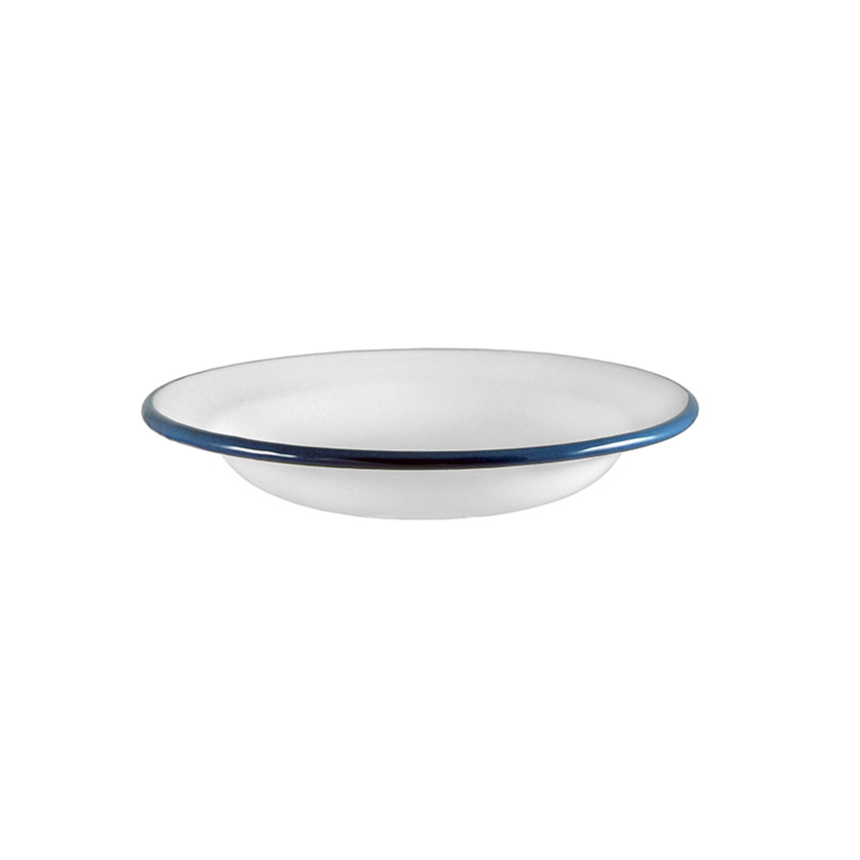 Urban Style Enamelware Soup Plate 22x3.8cm - White with Blue Rim