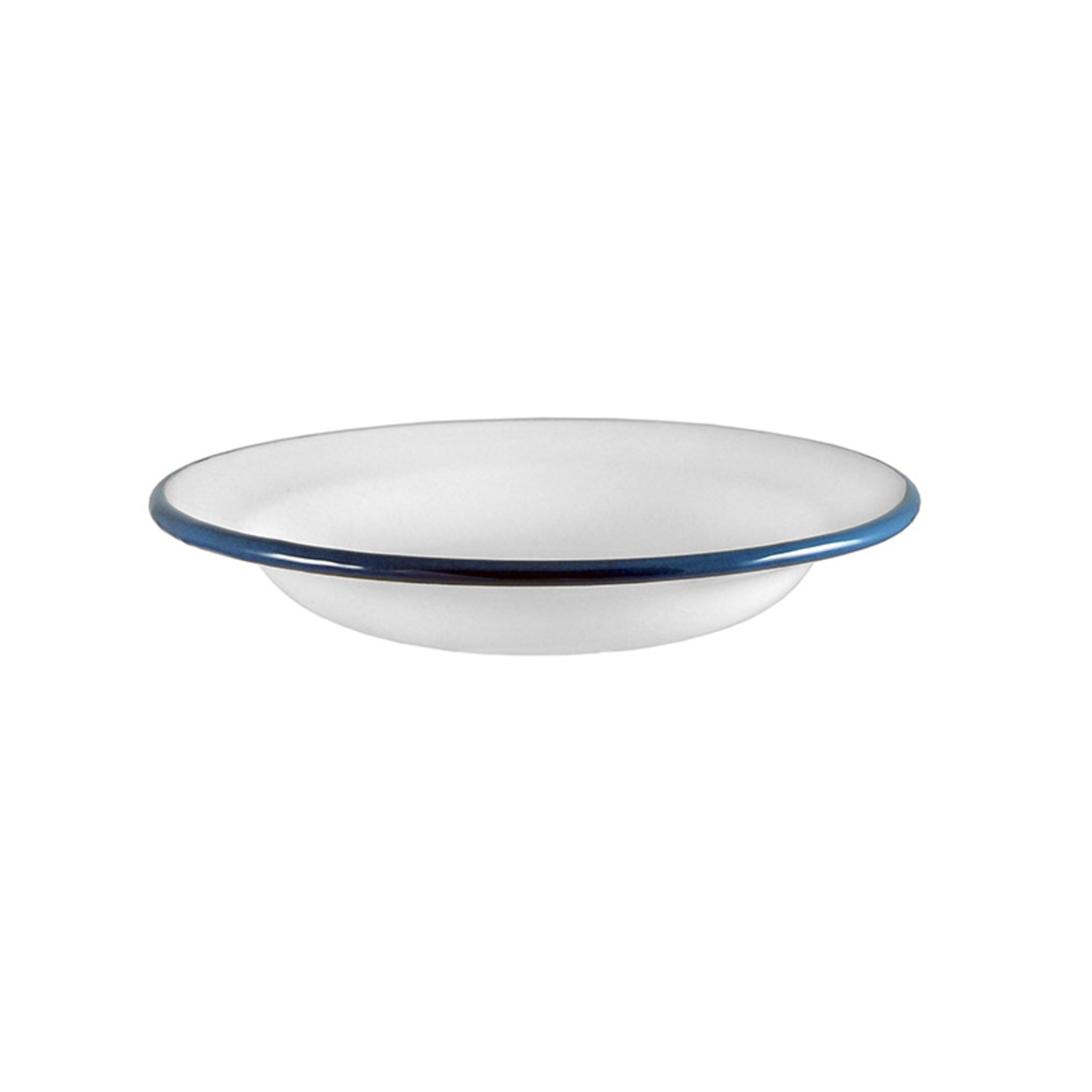 Urban Style Enamelware Risotto Plate 24x4.1cm - White with Blue Rim