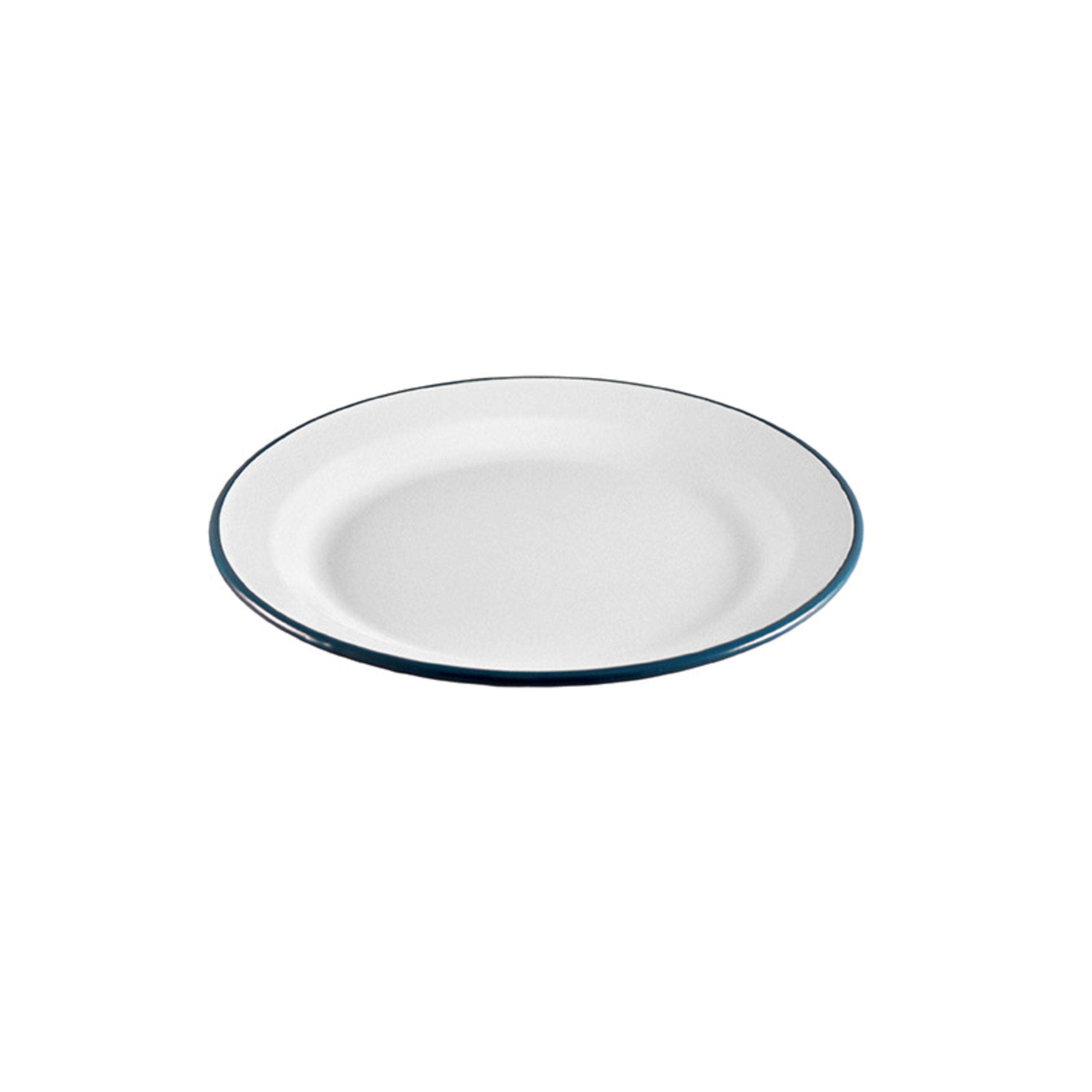 Urban Style Enamelware Entree Plate 22x2cm - White with Blue Rim