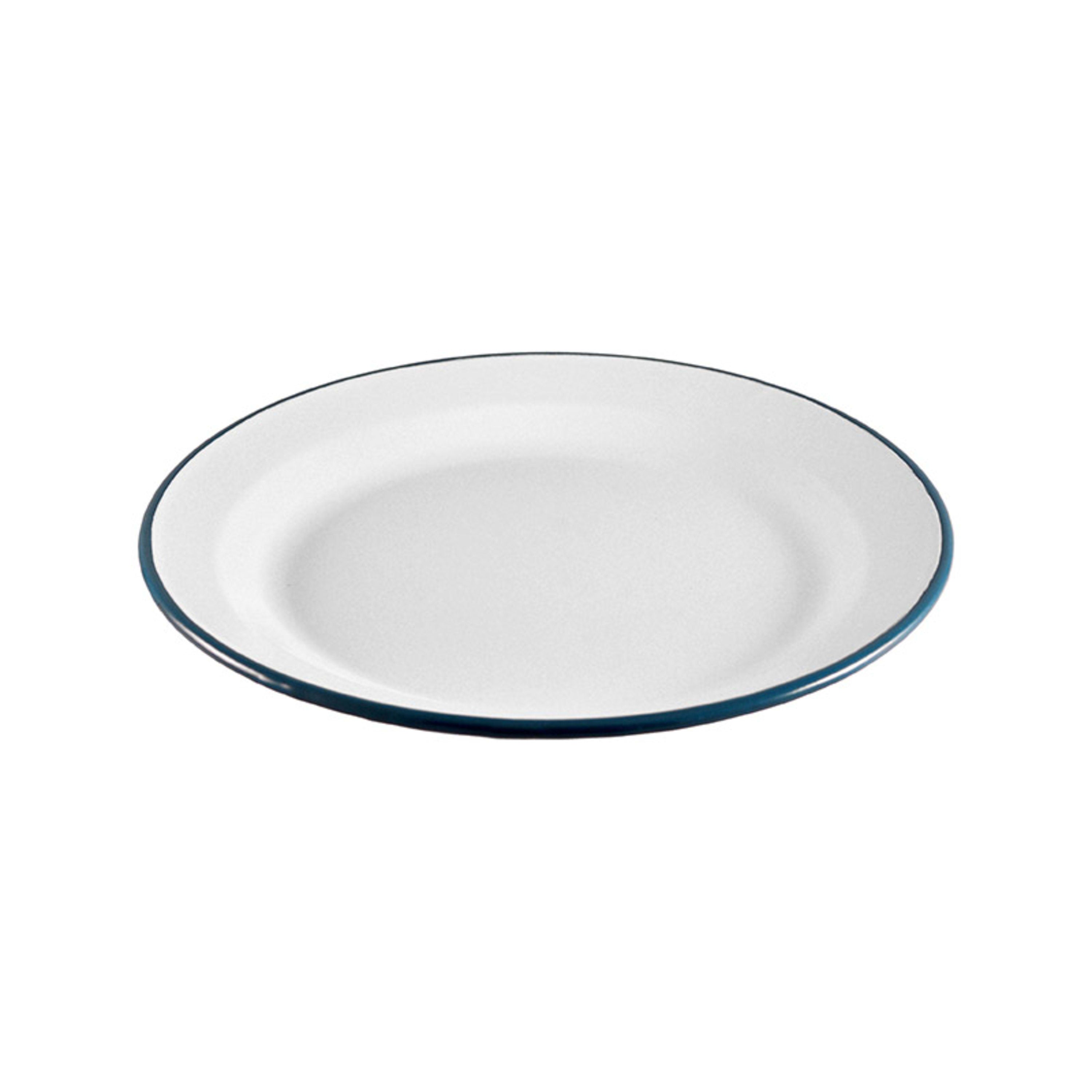 Urban Style Enamelware Main Plate 28x2.4cm - White with Blue Rim