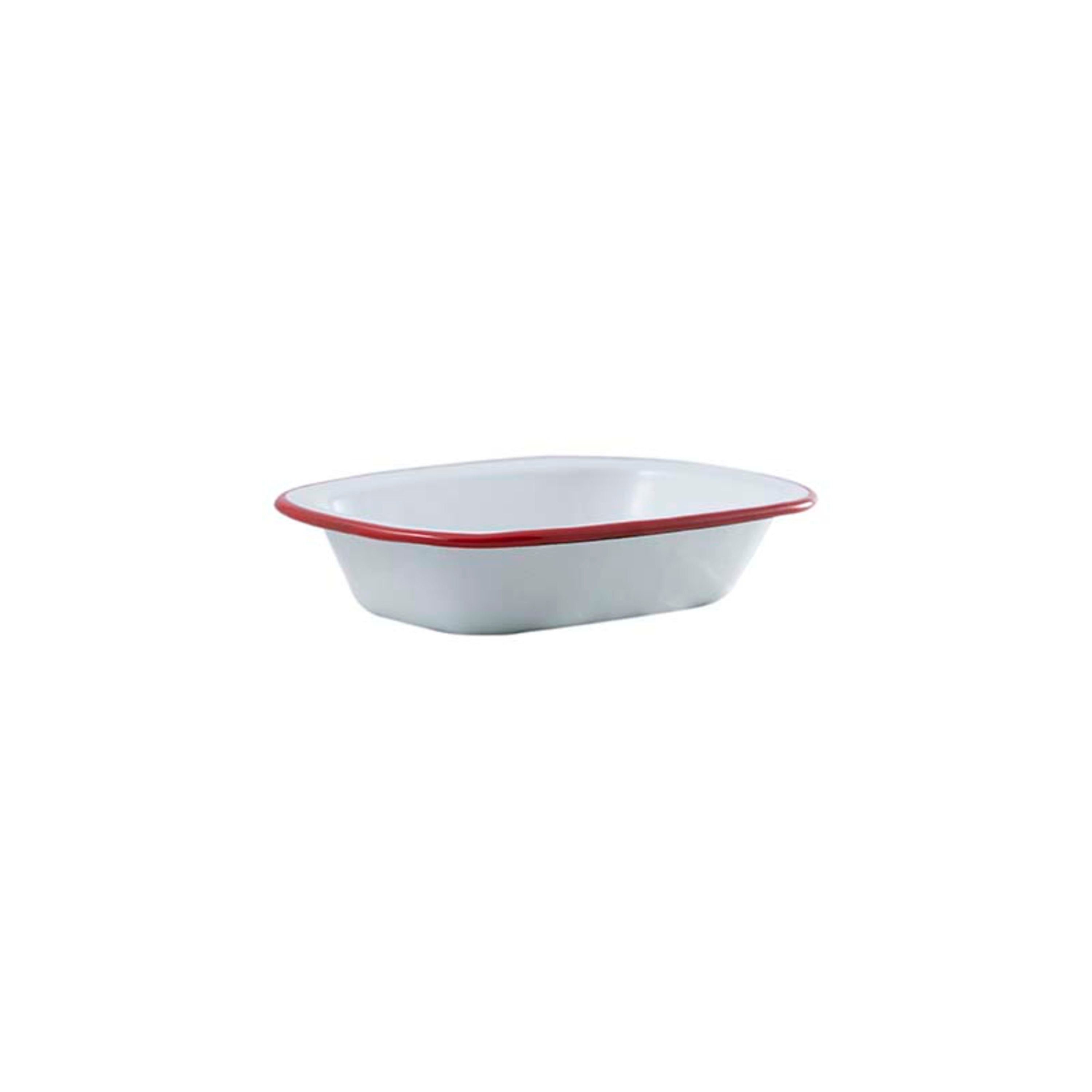 Urban Style Enamelware Pie Dish 18cm - White with Red Rim