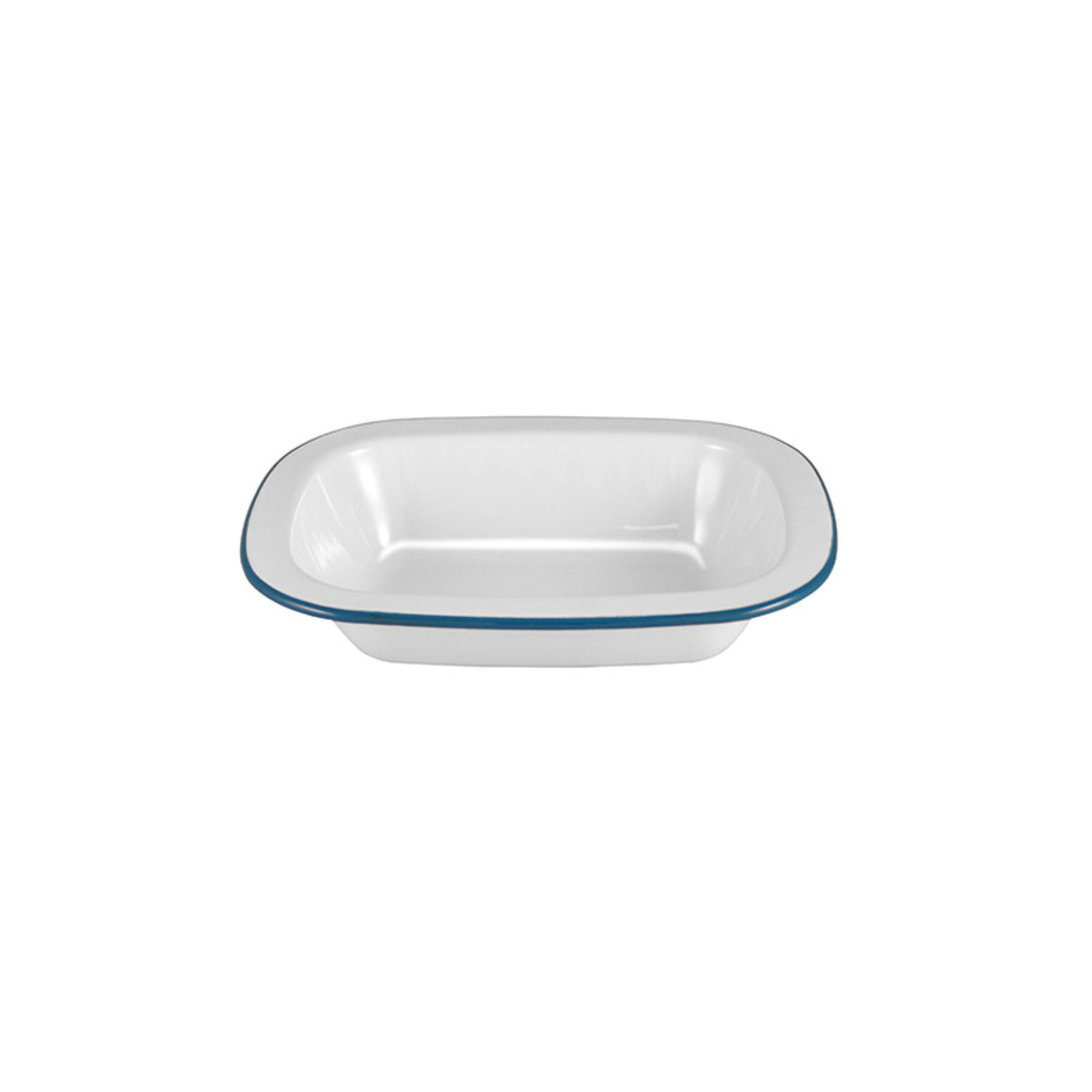 Urban Style Enamelware Pie Dish 18cm - White with Blue Rim