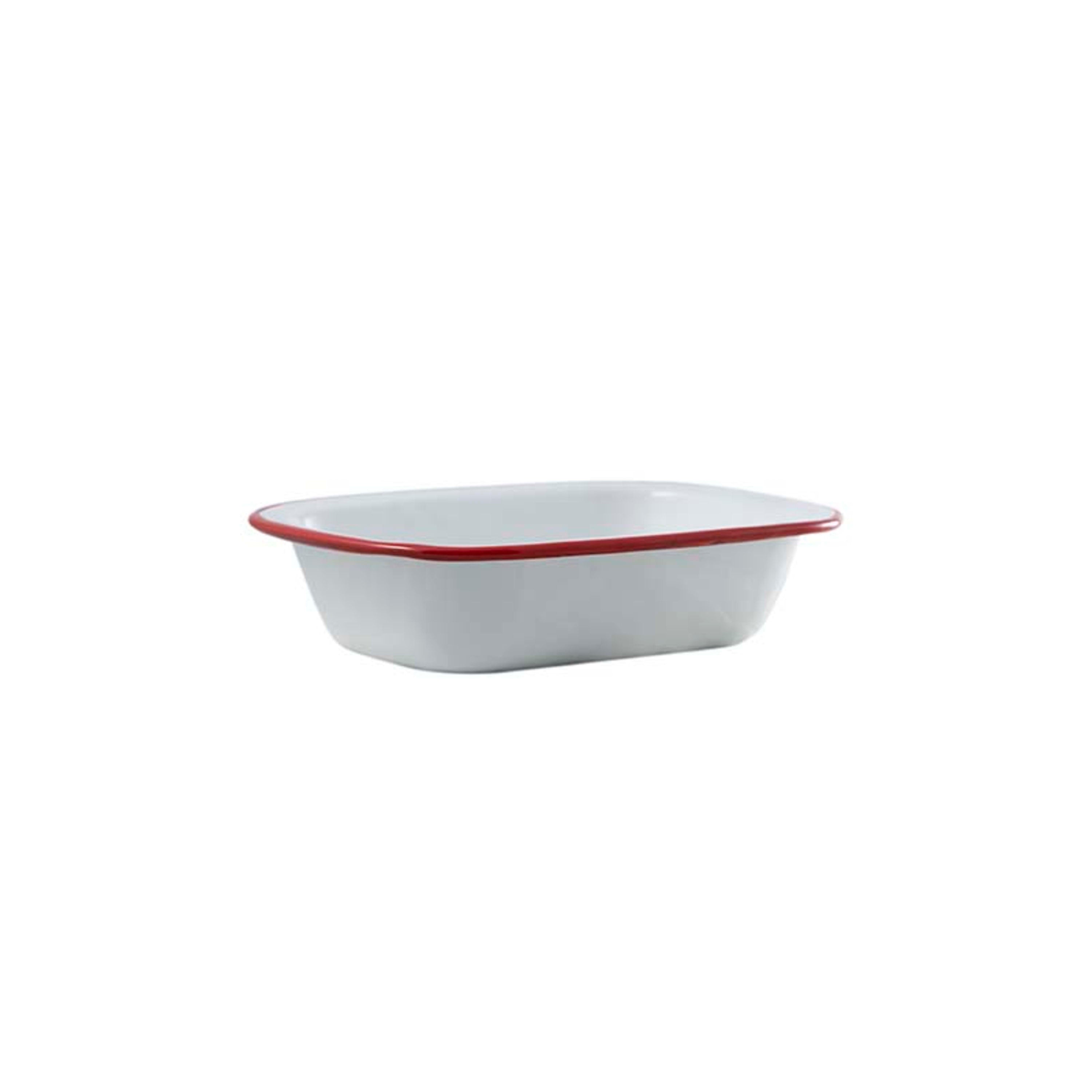 Urban Style Enamelware Pie Dish 20cm - White with Red Rim