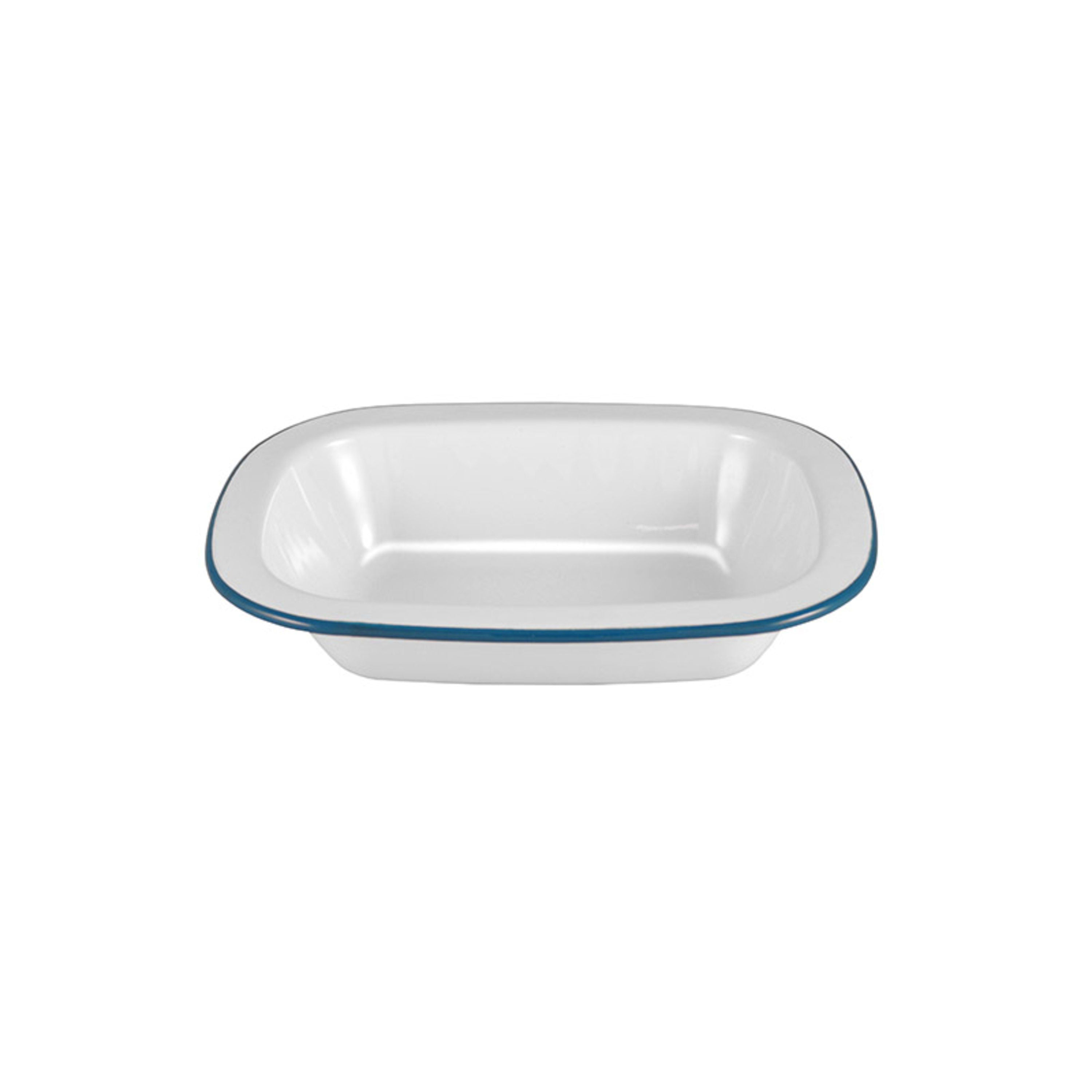 Urban Style Enamelware Pie Dish 20cm - White with Blue Rim