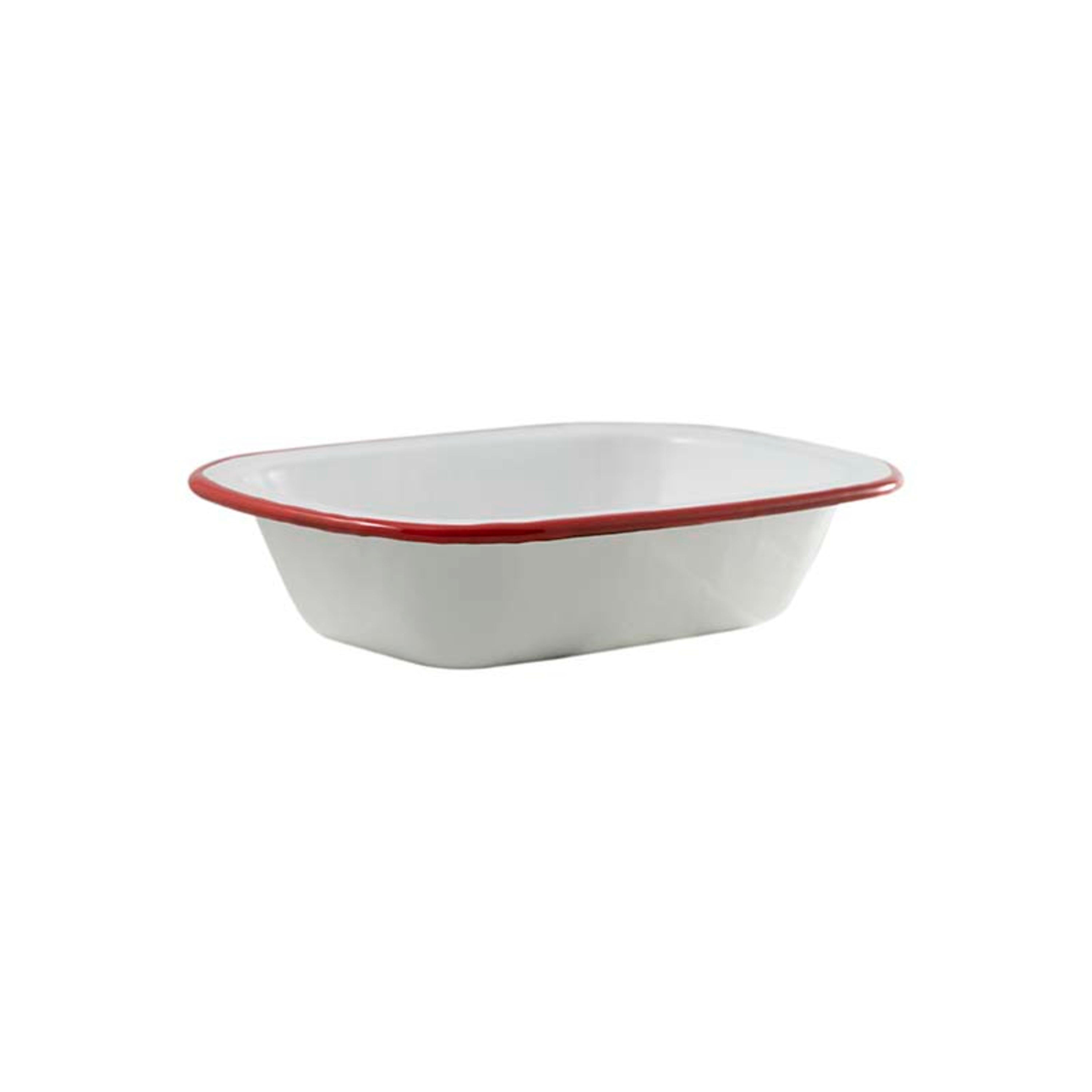 Urban Style Enamelware Pie Dish 24cm - White with Red Rim