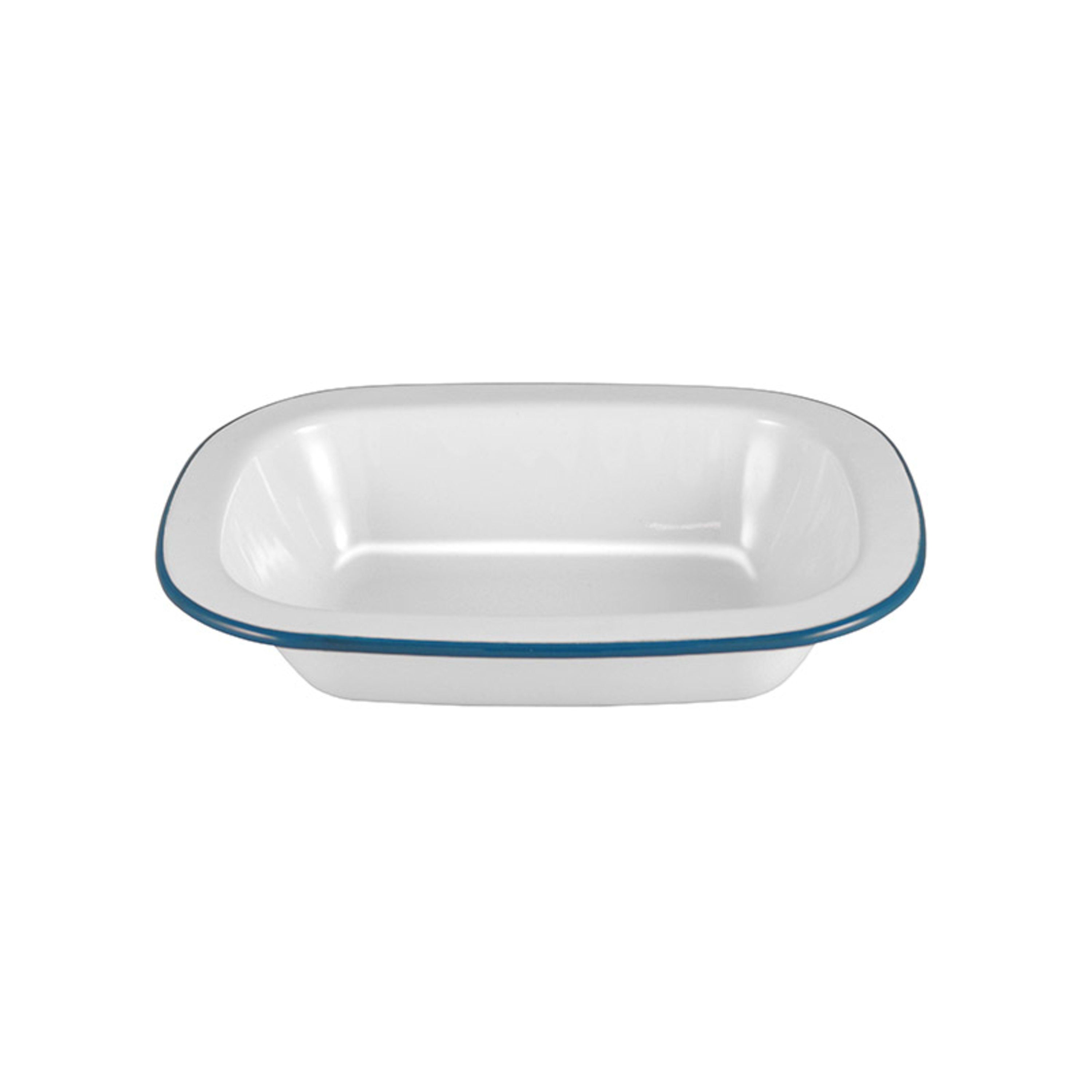 Urban Style Enamelware Pie Dish 24cm - White with Blue Rim