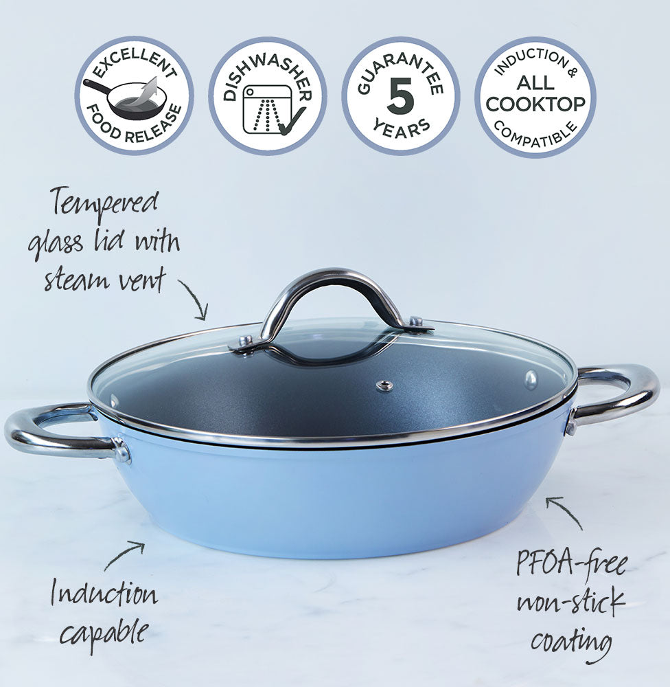 Wiltshire Easycook Blue 28cm Non-Stick Casserole with Glass Lid