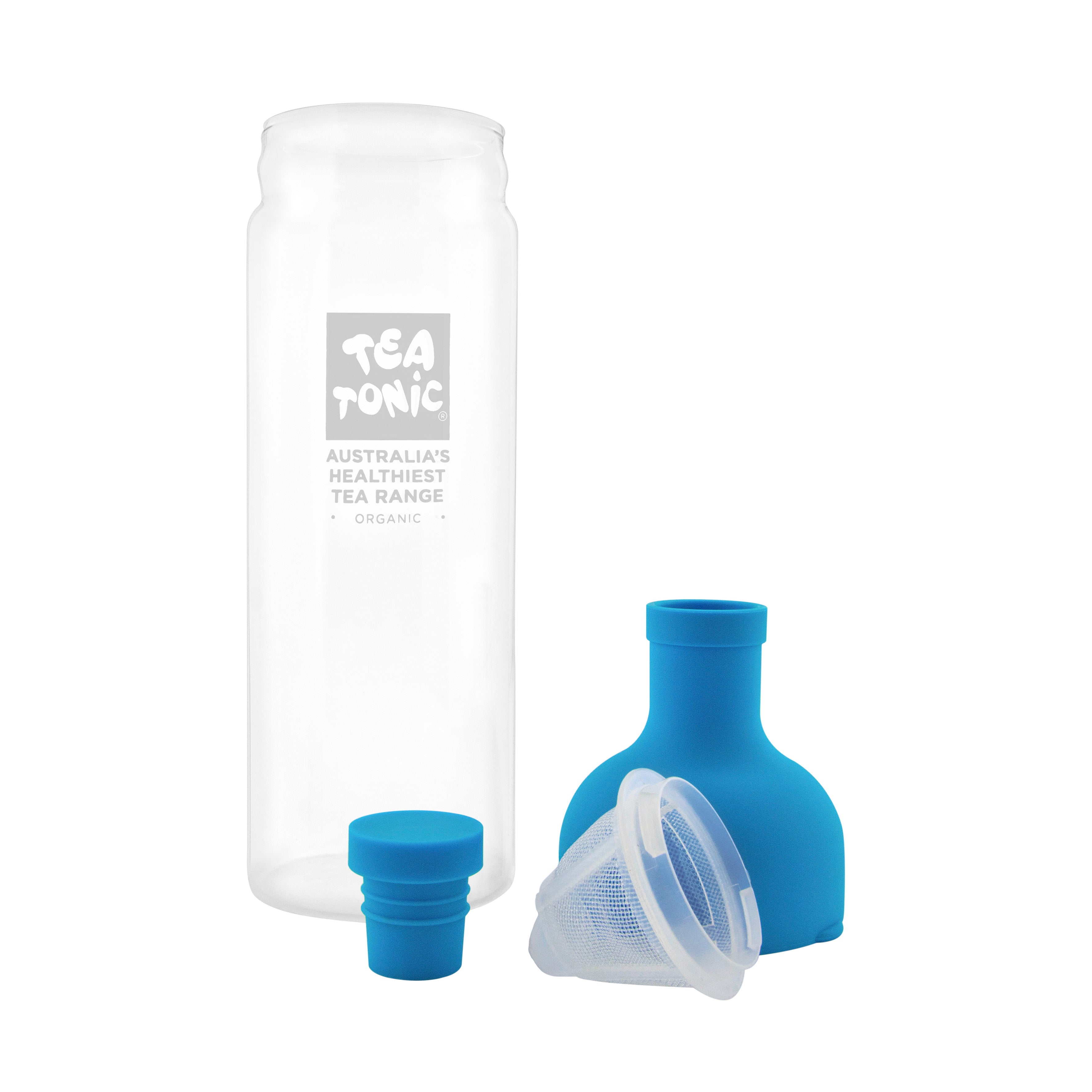 Tea Tonic Glass Cold Tea Bottle 750ml - Blue Lid