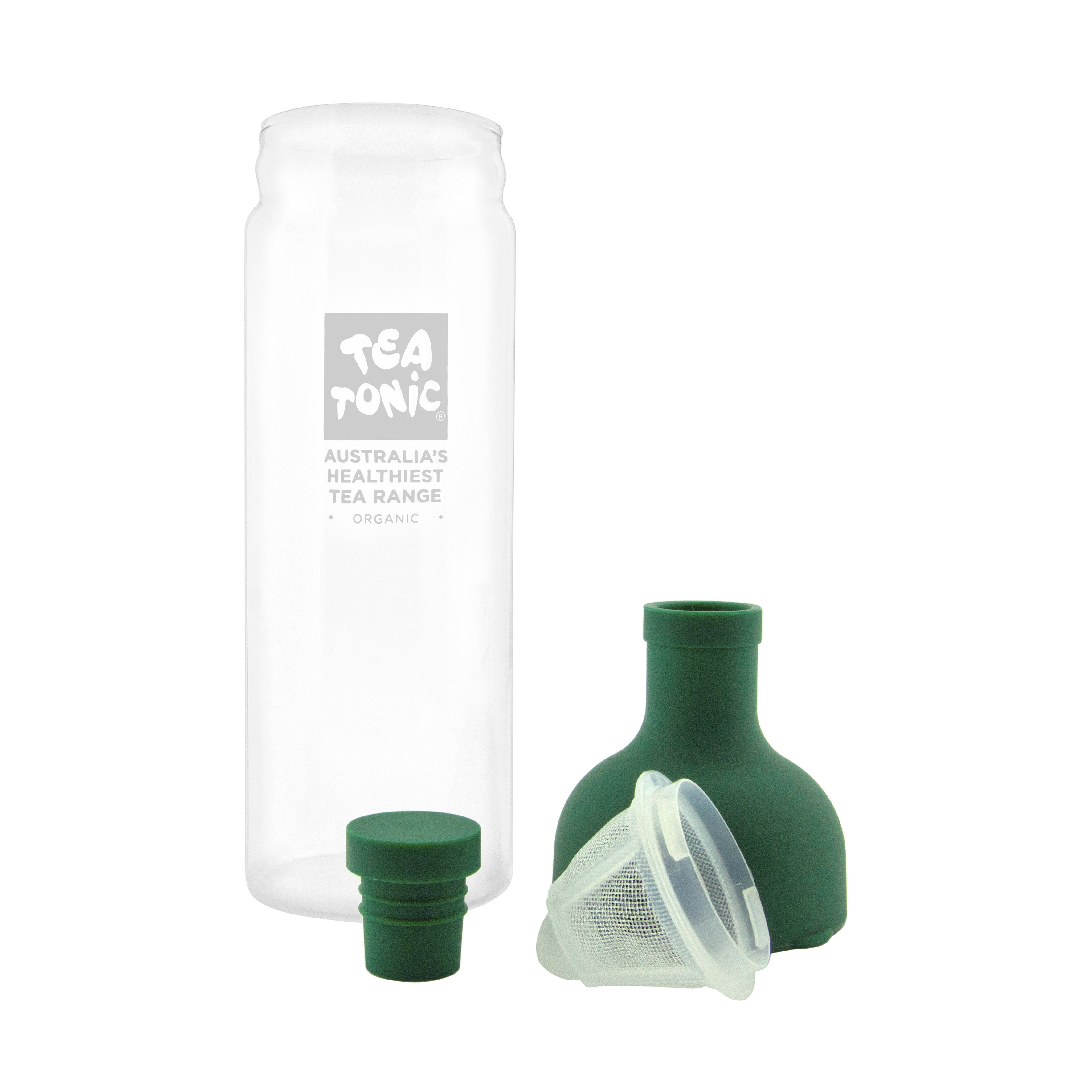 Tea Tonic Glass Cold Tea Bottle 750ml - Green Lid