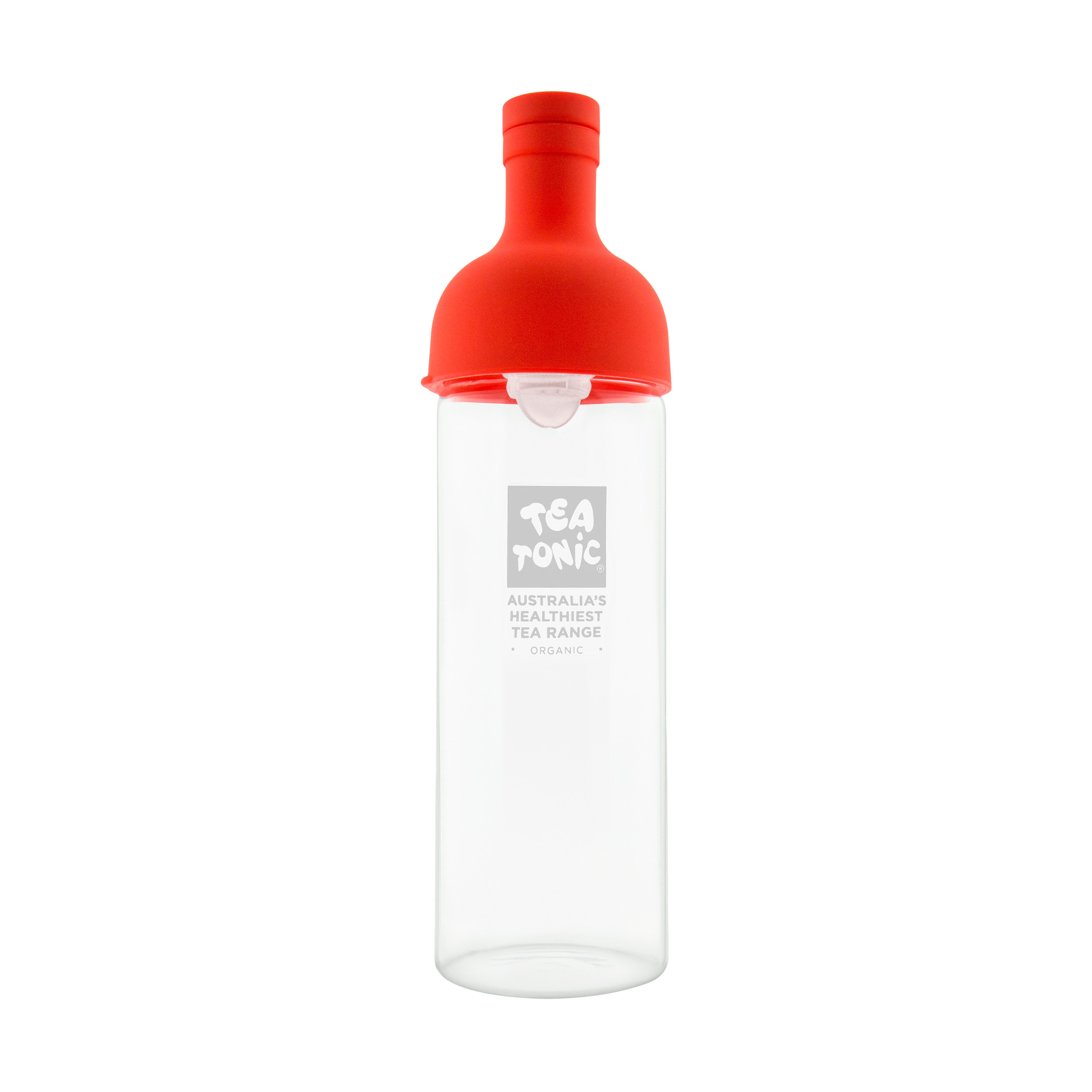 Tea Tonic Glass Cold Tea Bottle 750ml - Red Lid