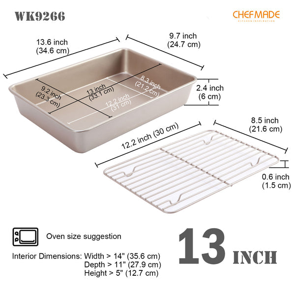 CHEFMADE Deep Baking Pan with Rack 34.5 x 24.7cm (WK9266)