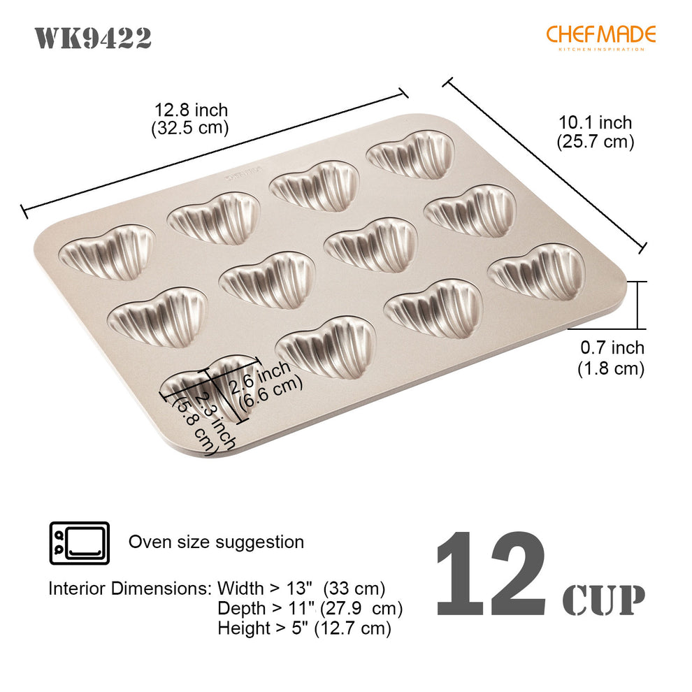 CHEFMADE Heart Madeleine Pan 12 Cup (WK9422)