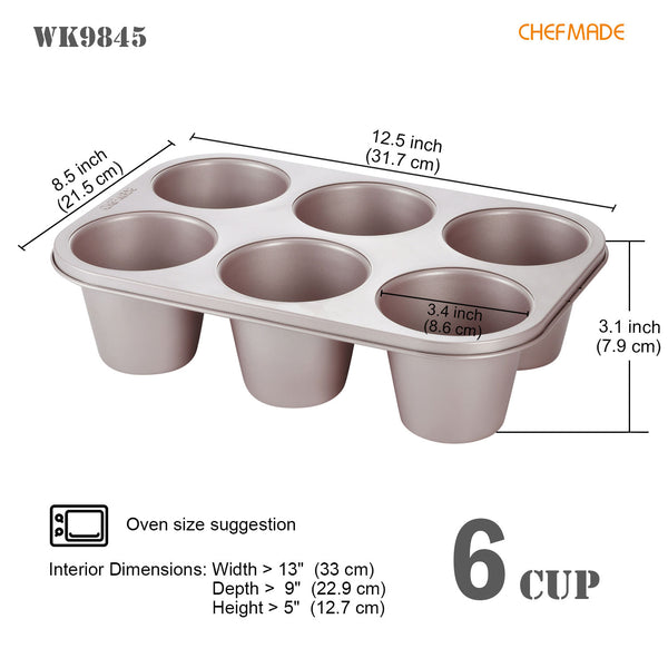 CHEFMADE Jumbo Muffin Pan 6 Cup (WK9845)