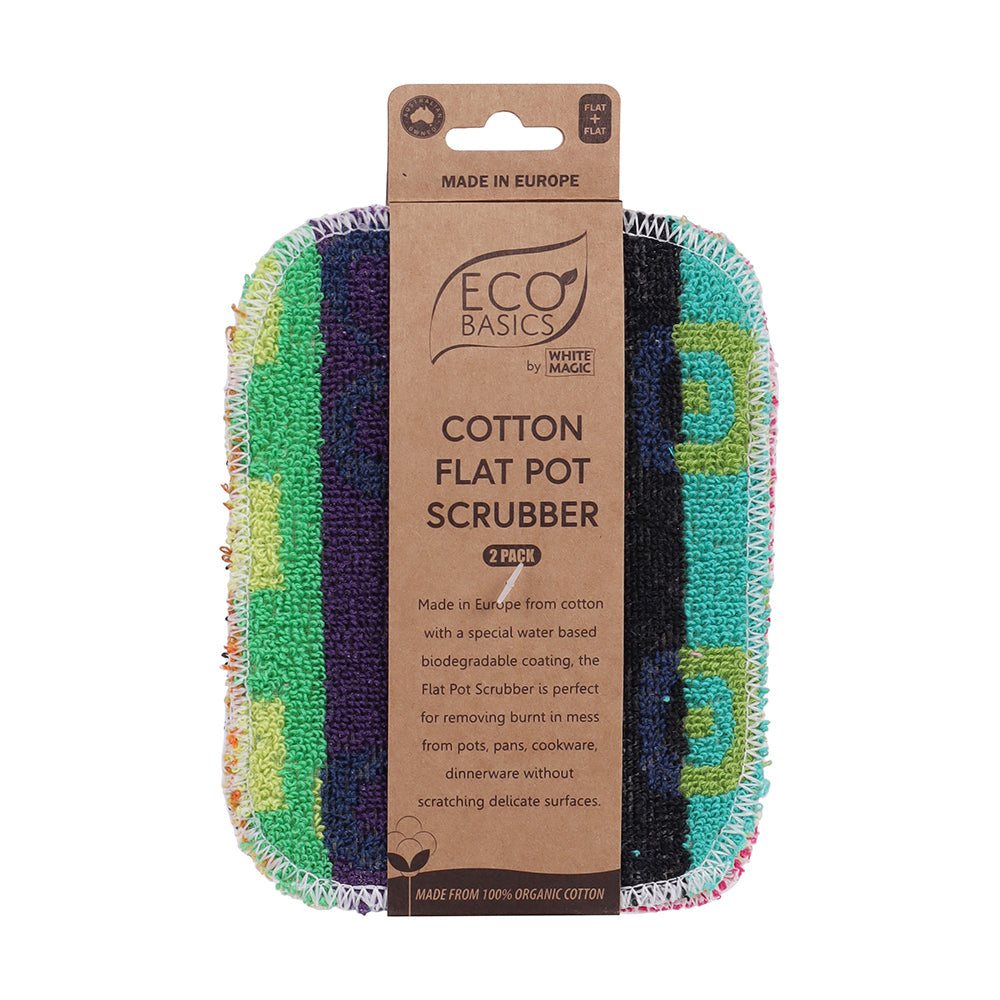 Eco Basics Cotton Flat Flat Pot Scrubber - 2 Pack