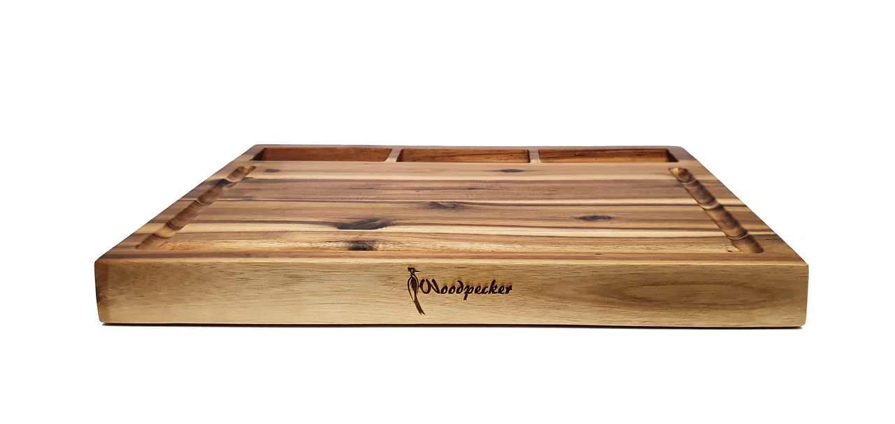 Woodpecker Rectangular Acacia Board With Built-In Bowls