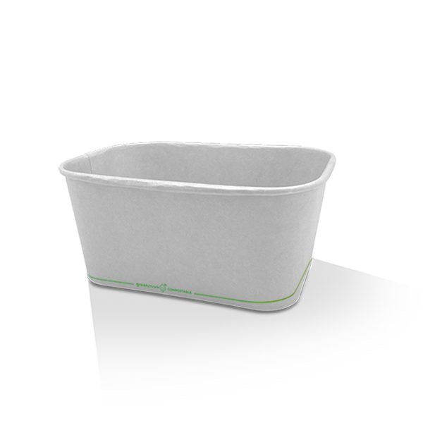 ecoware 1000ml PLA Coated White Rectangular Container (Carton of 300)