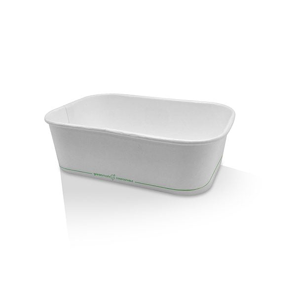ecoware 650ml PLA Coated White Rectangular Container (Carton of 300)