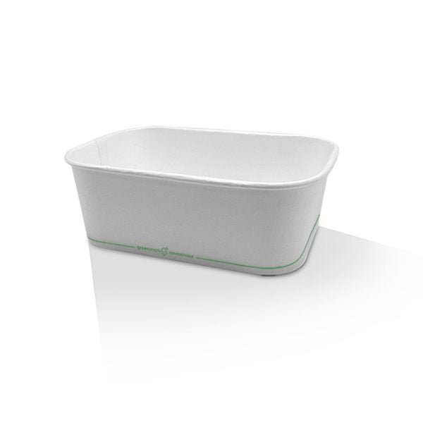 ecoware 750ml PLA Coated White Rectangular Container (Carton of 300)