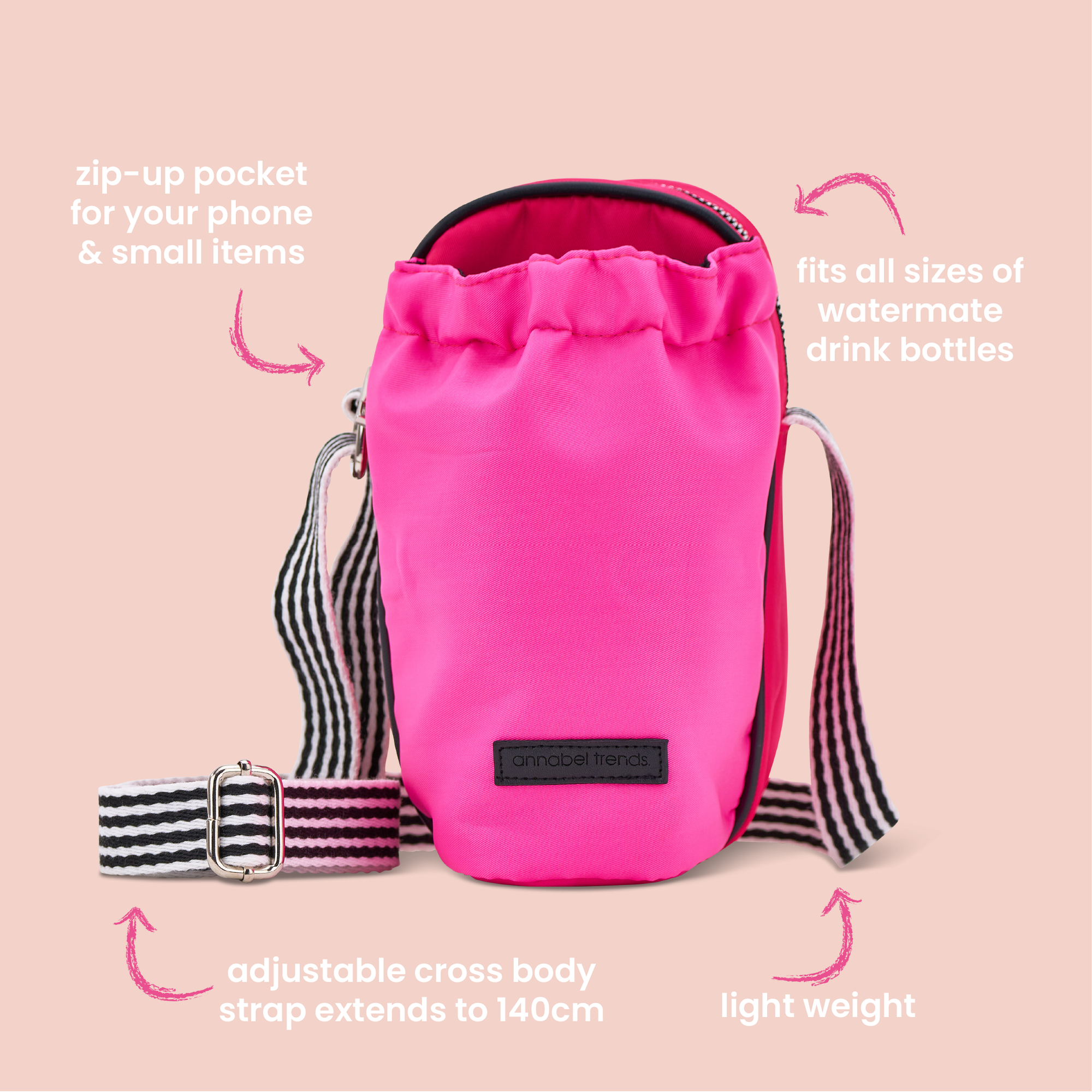 Annabel Trends Hype Water Bottle Phone Bag Pink