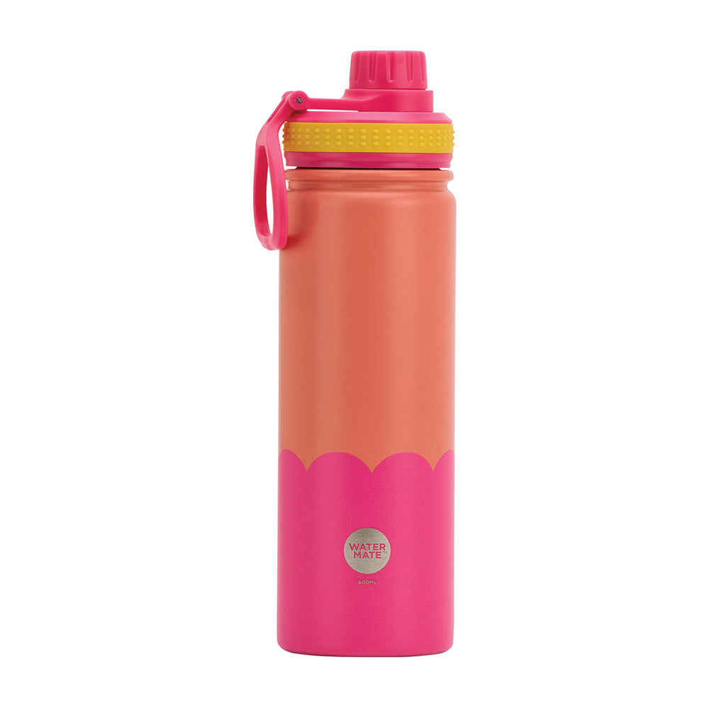Annabel Trends Stainless Steel Watermate Drink Bottle Wave 600ml Orange & Hot Pink