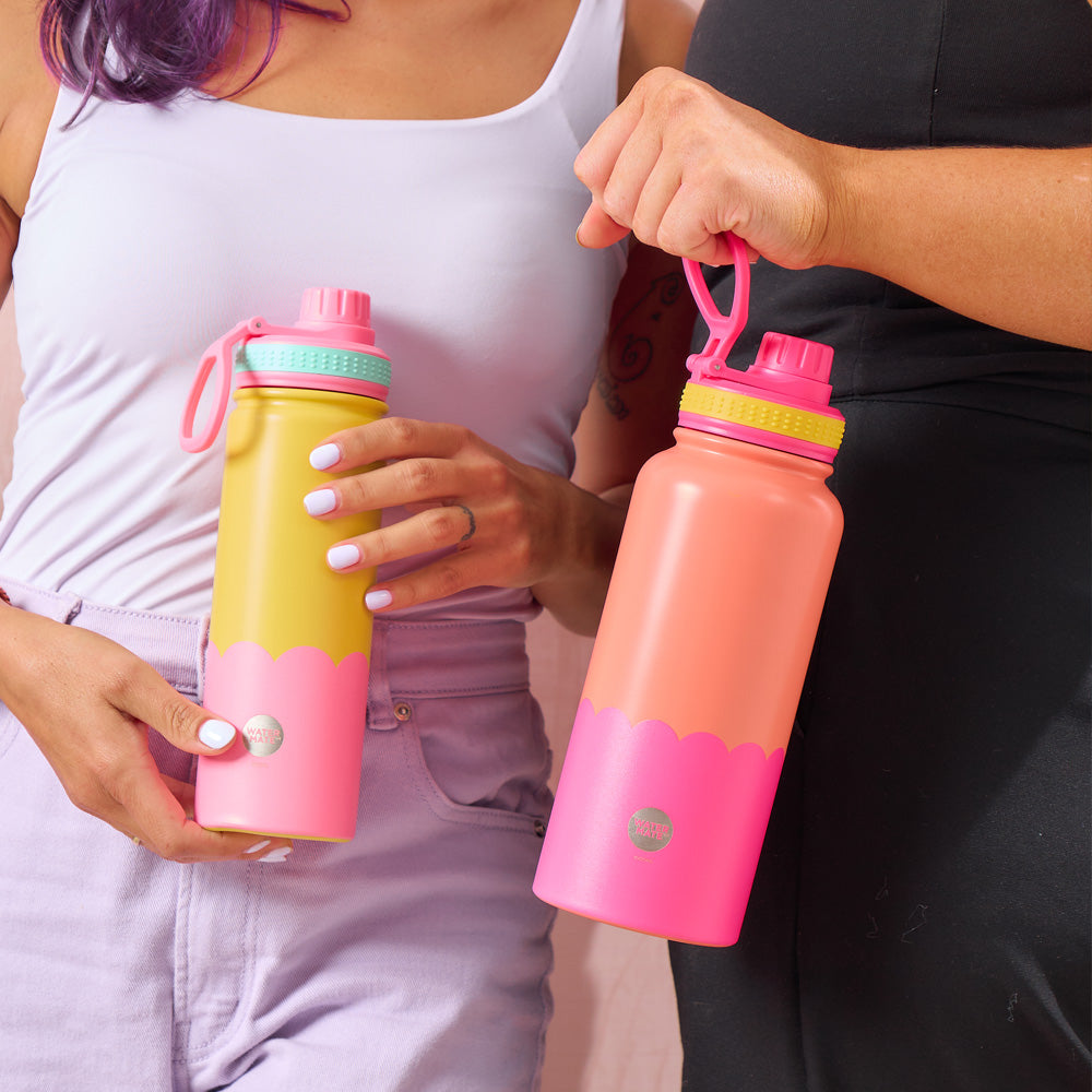 Annabel Trends Stainless Steel Watermate Drink Bottle Wave 1L Yellow & Candy