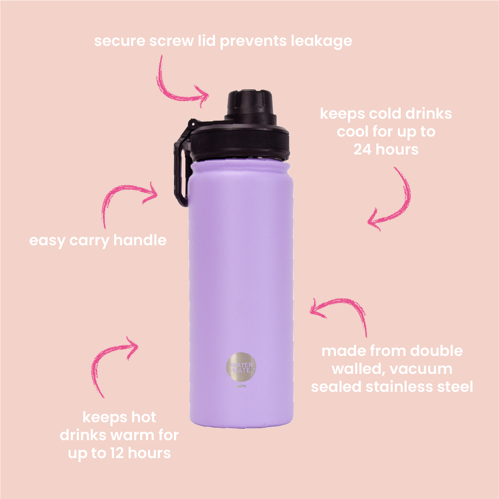 Annabel Trends Stainless Steel Watermate Drink Bottle 550ml Sherbet Poppies
