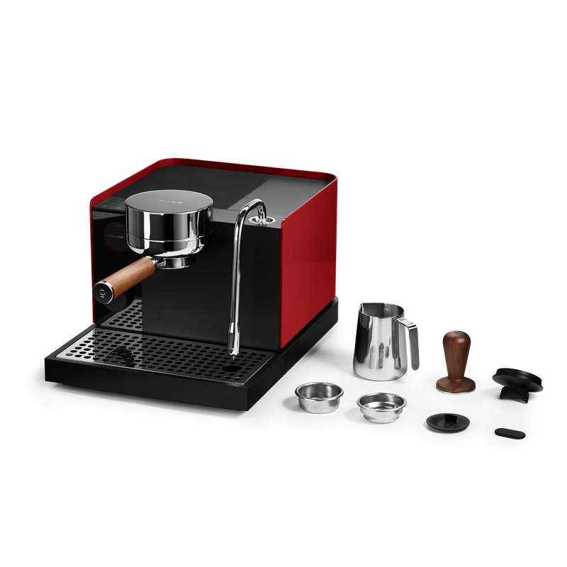 Fellow Espresso Series 1 Coffee Machine - Cherry Red with Walnut