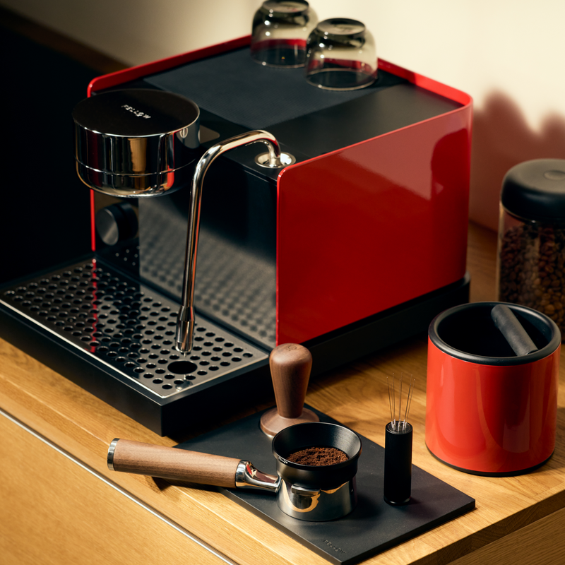 Fellow Espresso Series 1 Coffee Machine - Cherry Red with Walnut